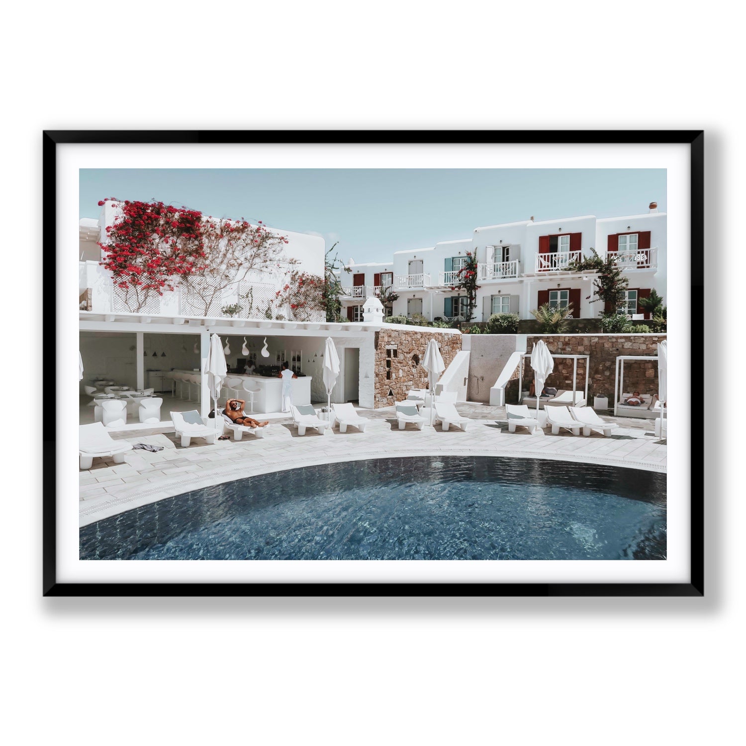 Got The First Lounge fine art print, Mykonos, Greece, Statement, Black Frame · Matboard, Fine Art Print