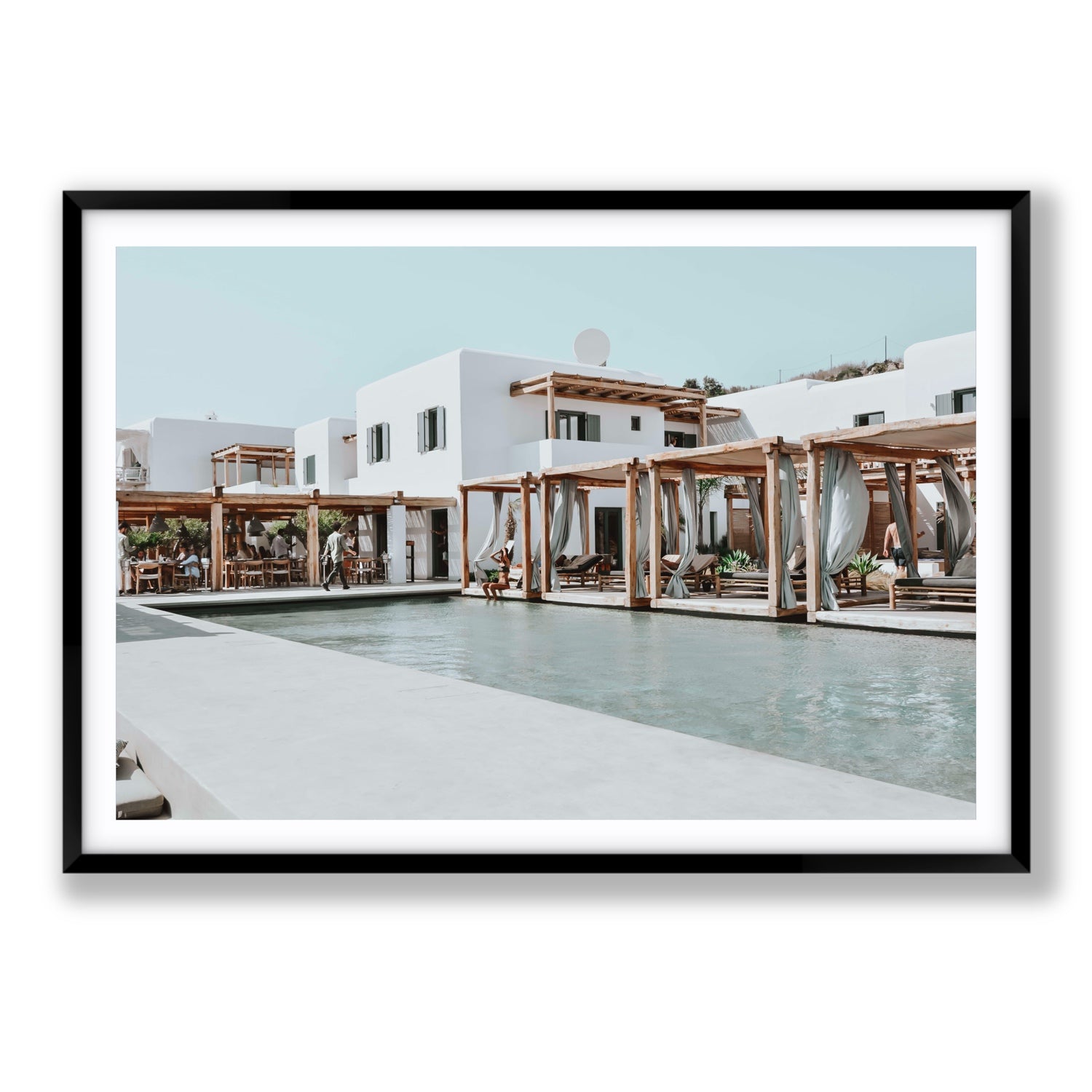 Polytelís Mykonos Greek island wall art Statement fine art print in black frame with matboard