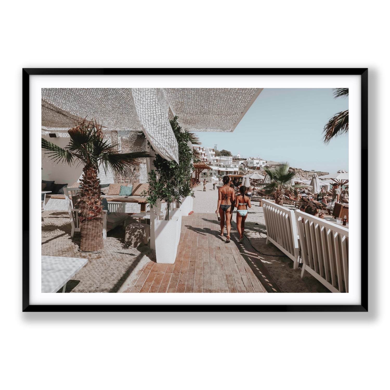 Mitera Kori Mykonos Greek island wall art Statement fine art print in black frame with matboard