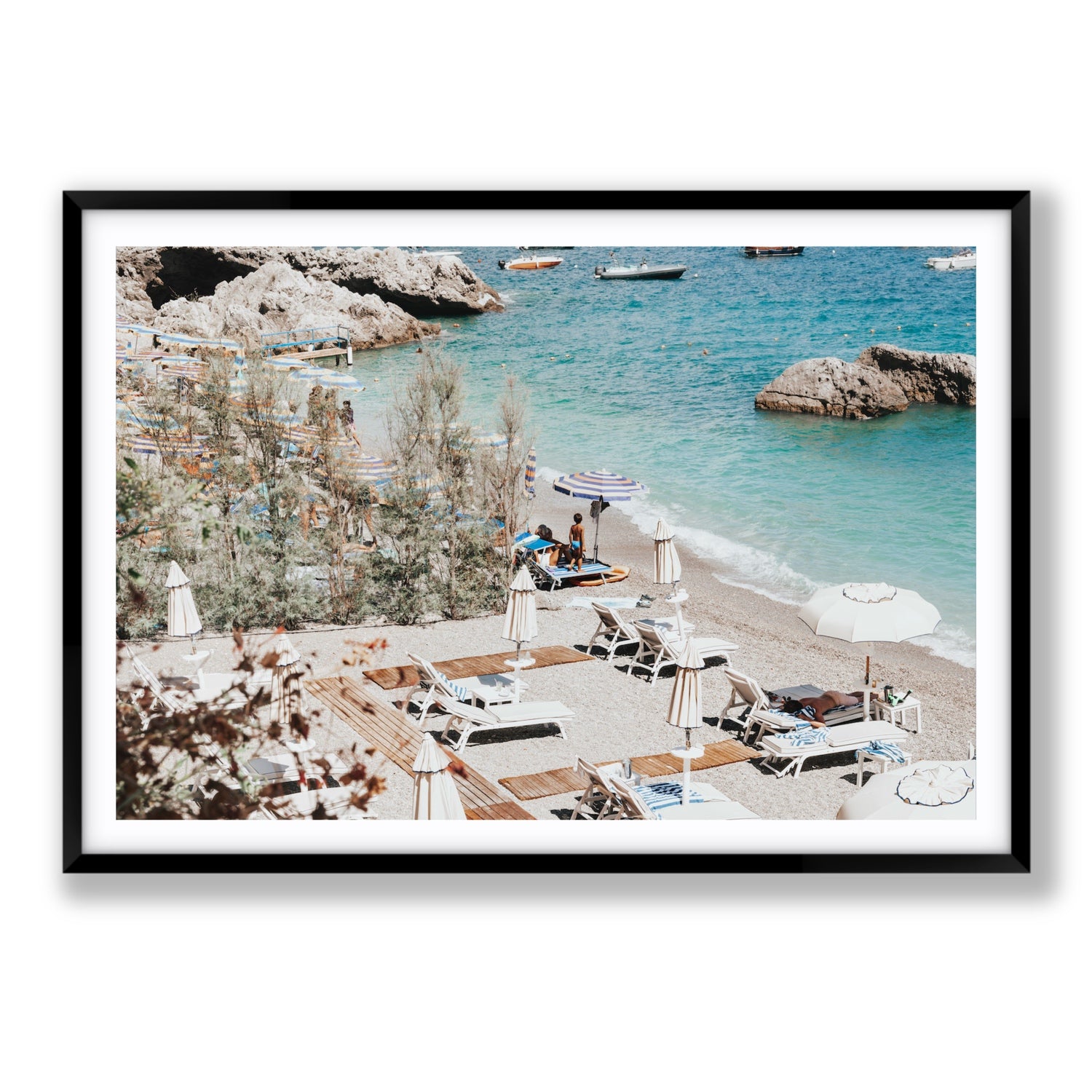 Life Could Be A Dream Amalfi wall art Statement fine art print in black frame with matboard