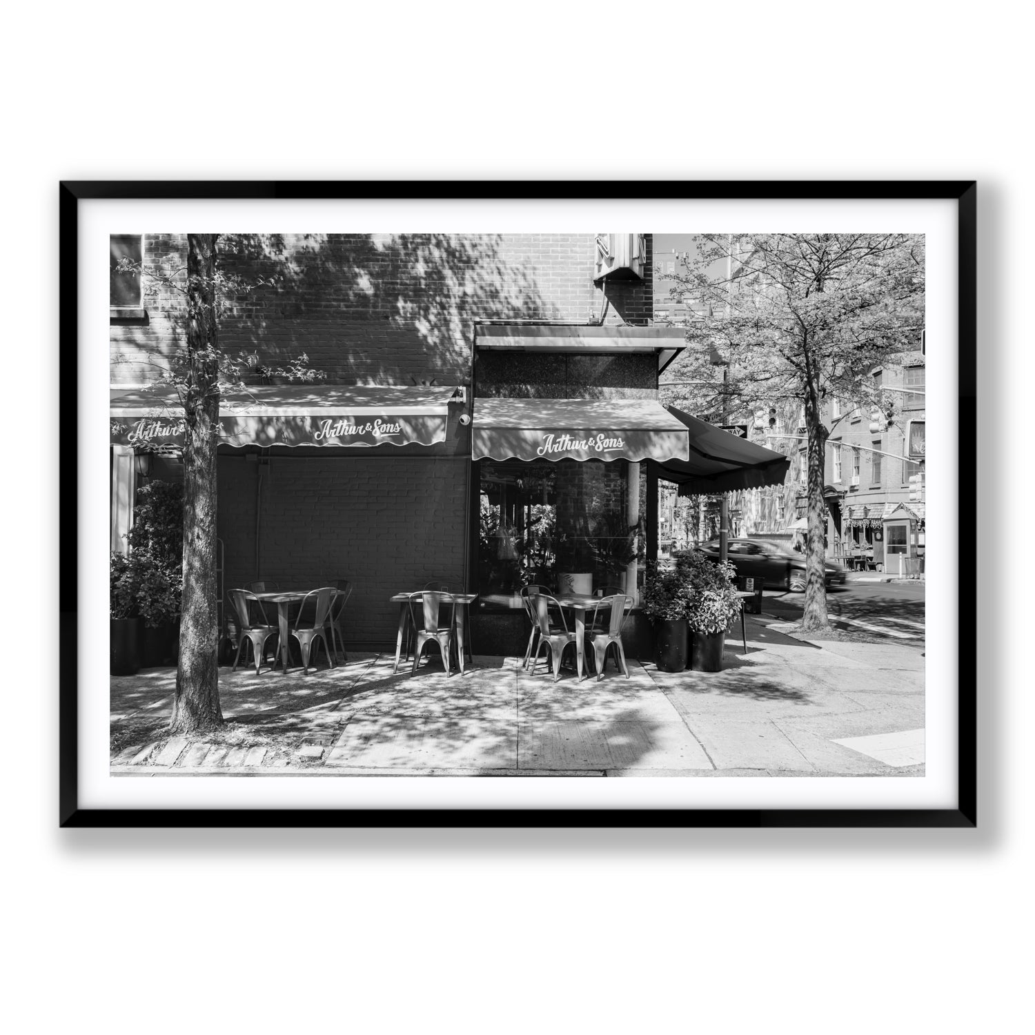 Arthur's Corner New York NYC Restaurant wall art Statement fine art print in black frame with matboard