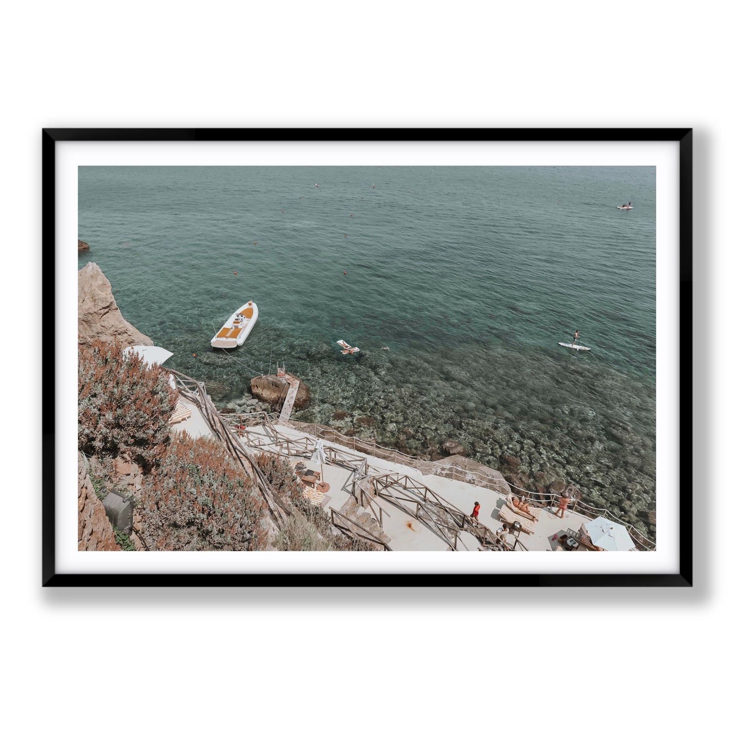 The Lagoon Tuscany coastal Italian wall art Statement fine art print in black frame with matboard