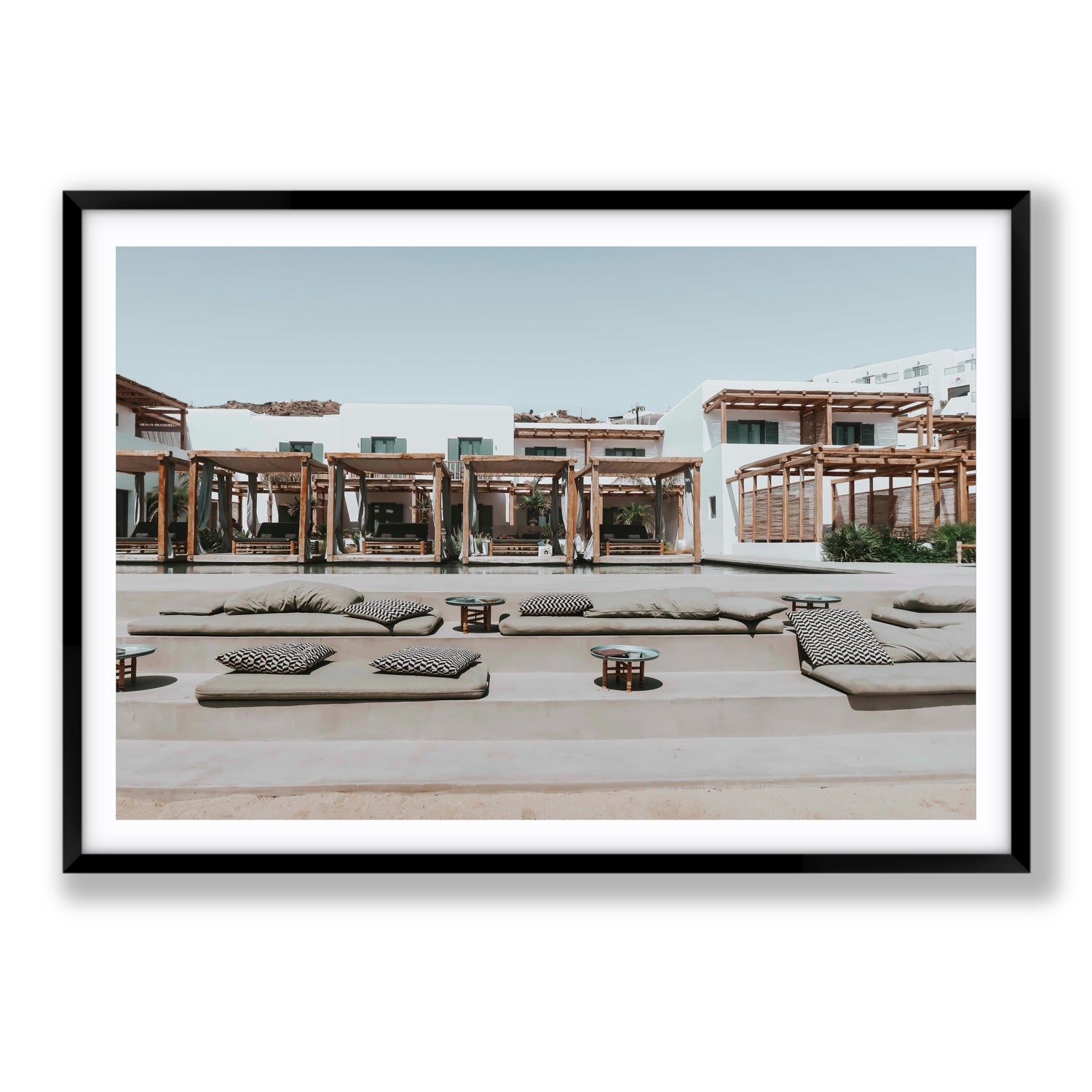 Platis Gialos fine art print, Mykonos, Greece, Statement, Black Frame · Matboard, Fine Art Print