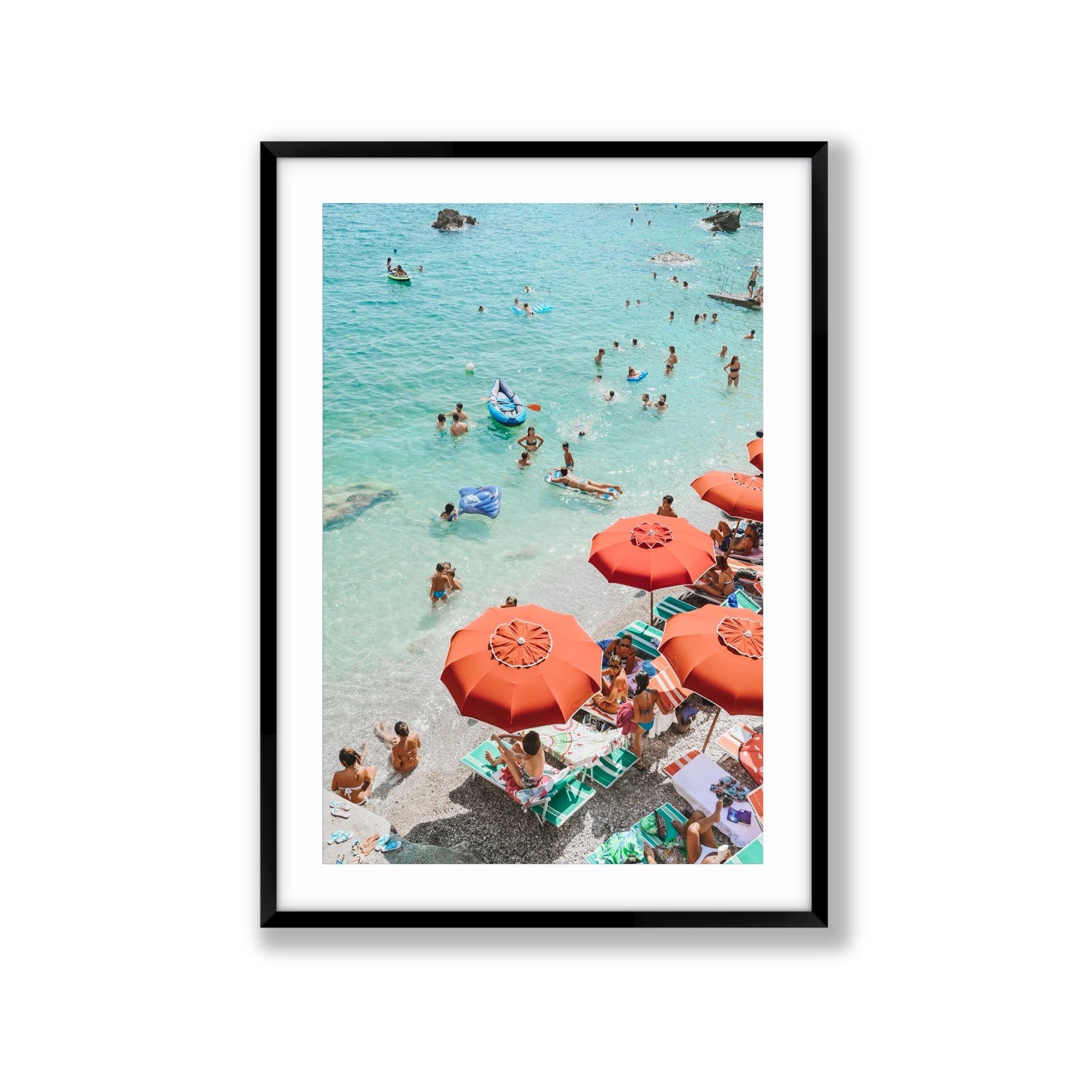 Easy Street Capri Italian beach wall art Extra Large fine art print in black frame with matboard