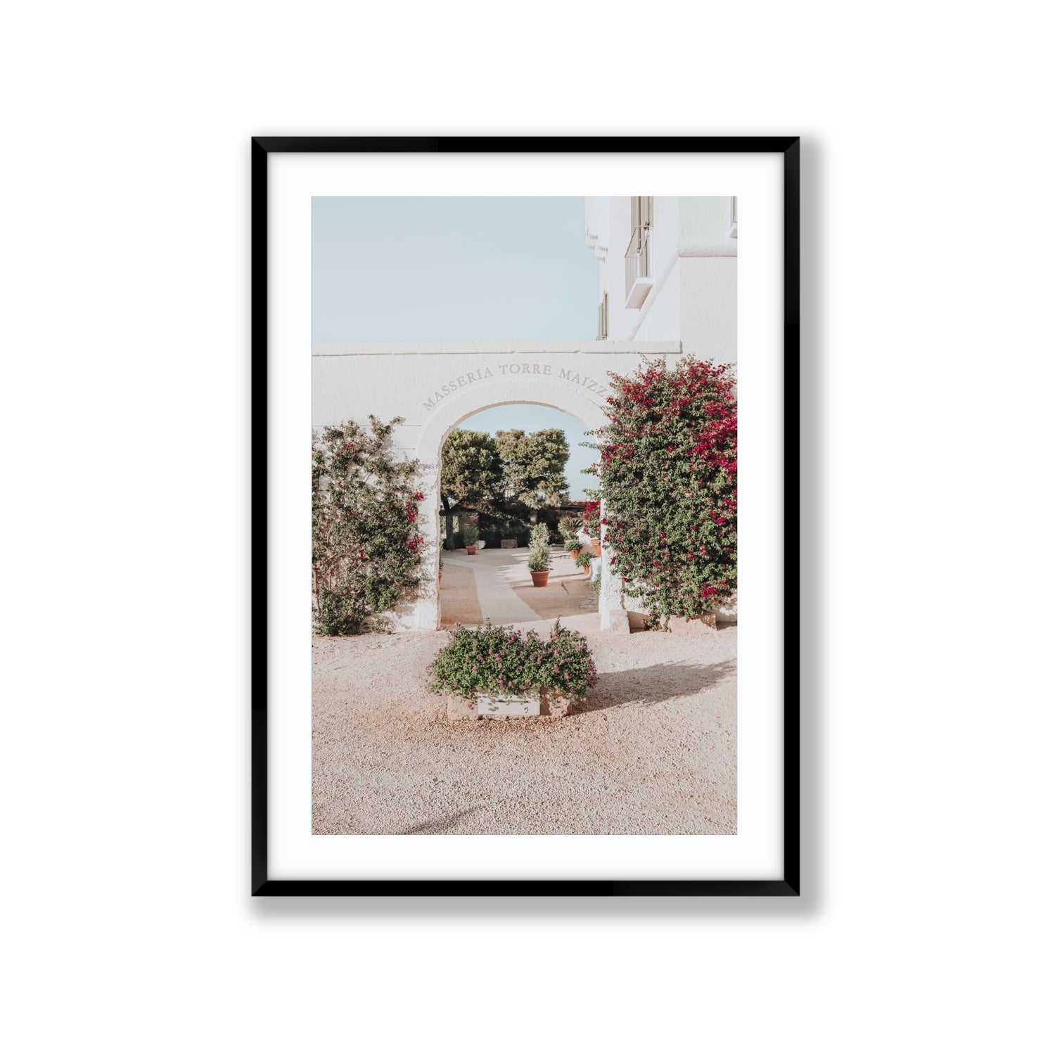 Torre Maizza Puglia Italian wall art Extra Large fine art print in black frame with matboard