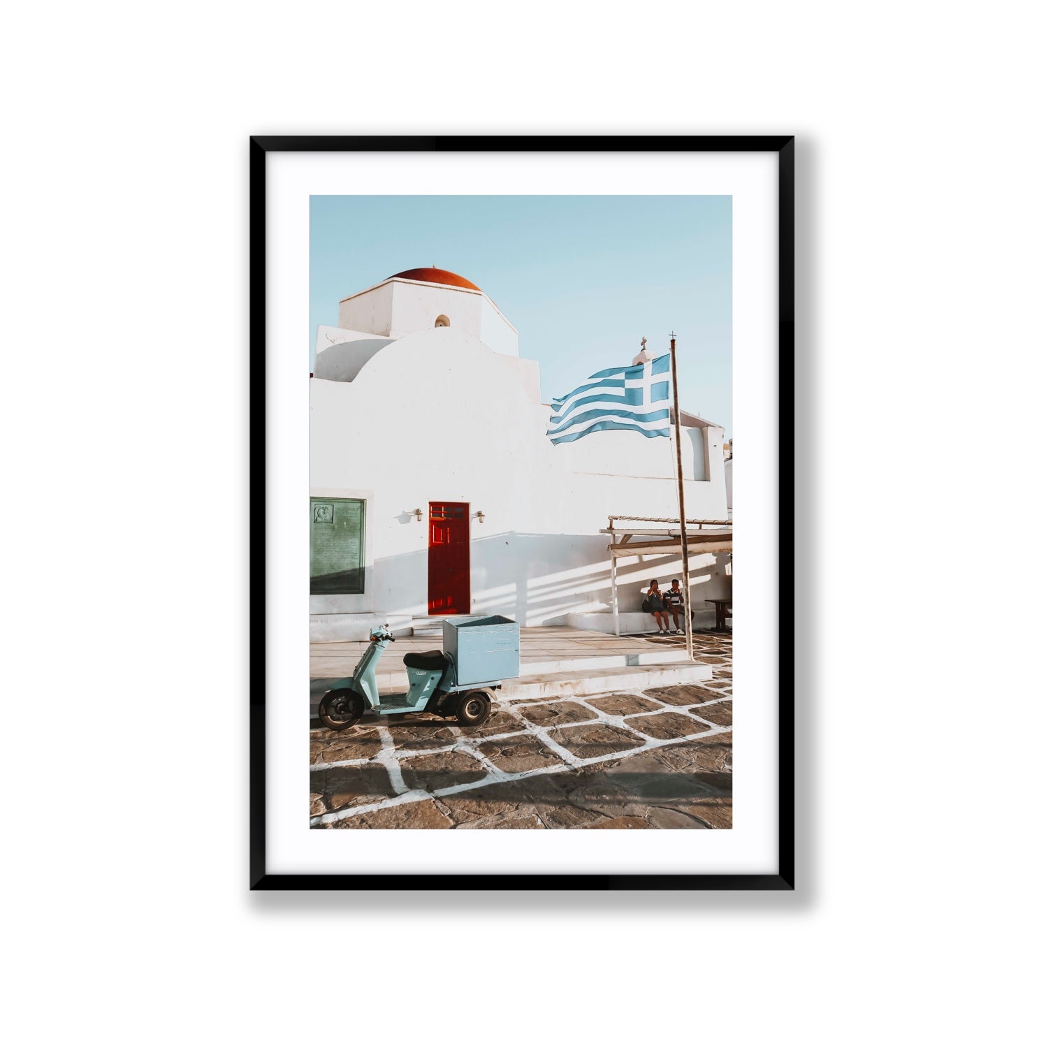 Mykonos Postcard fine art print, Mykonos, Greece, Extra Large, Black Frame · Matboard, Fine Art Print