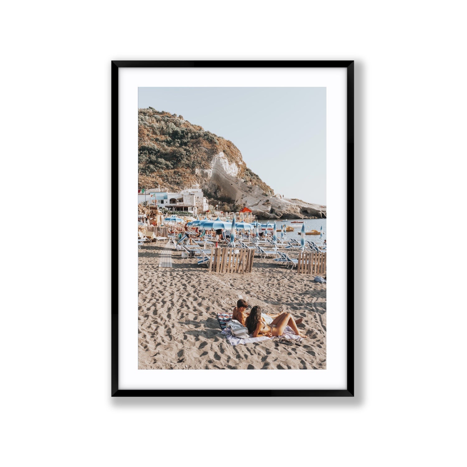Beach Buddies fine art print, Ischia, Italy, Extra Large, Black Frame · Matboard, Fine Art Print