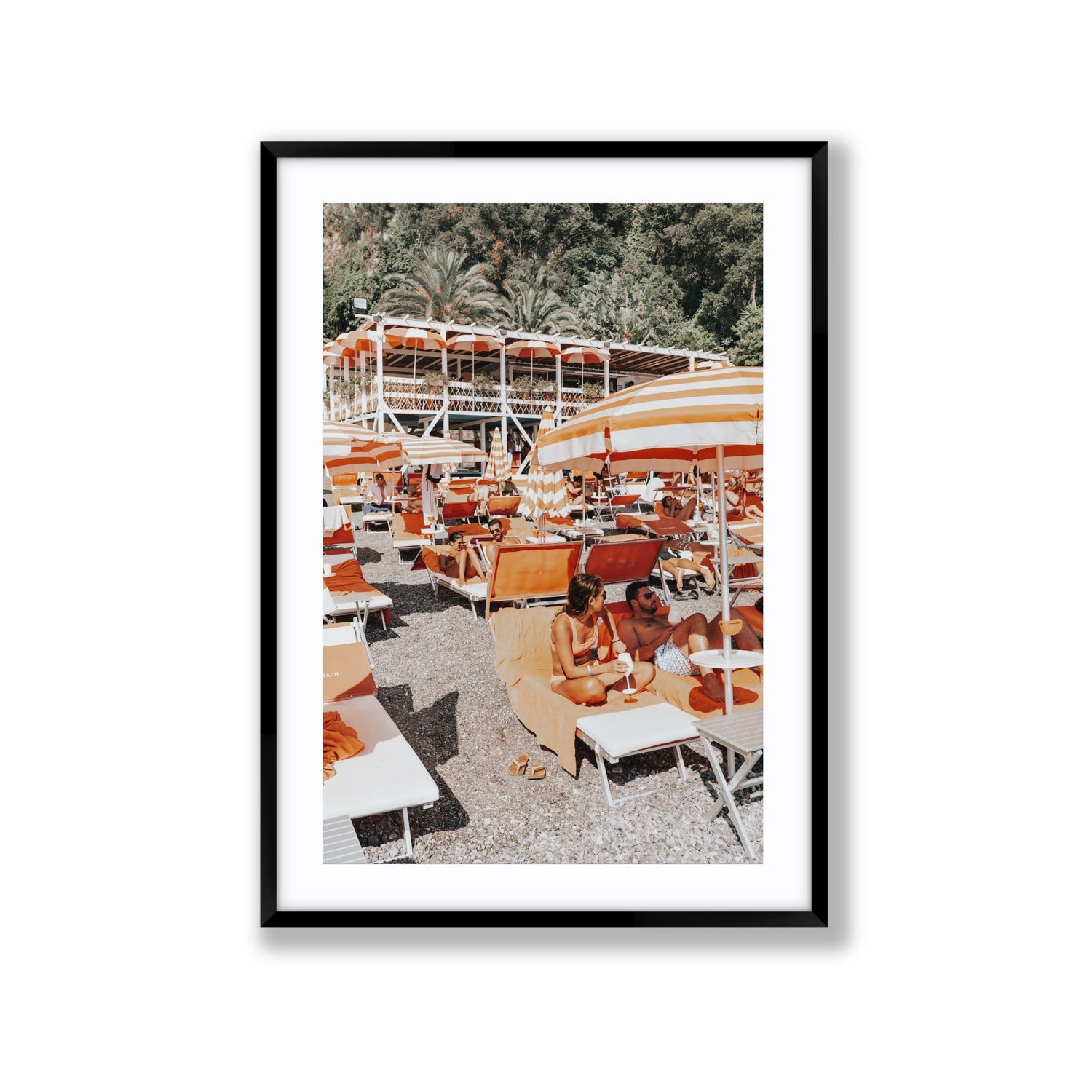 Lounging In Lido fine art print, Positano, Italy, Extra Large, Black Frame · Matboard, Fine Art Print