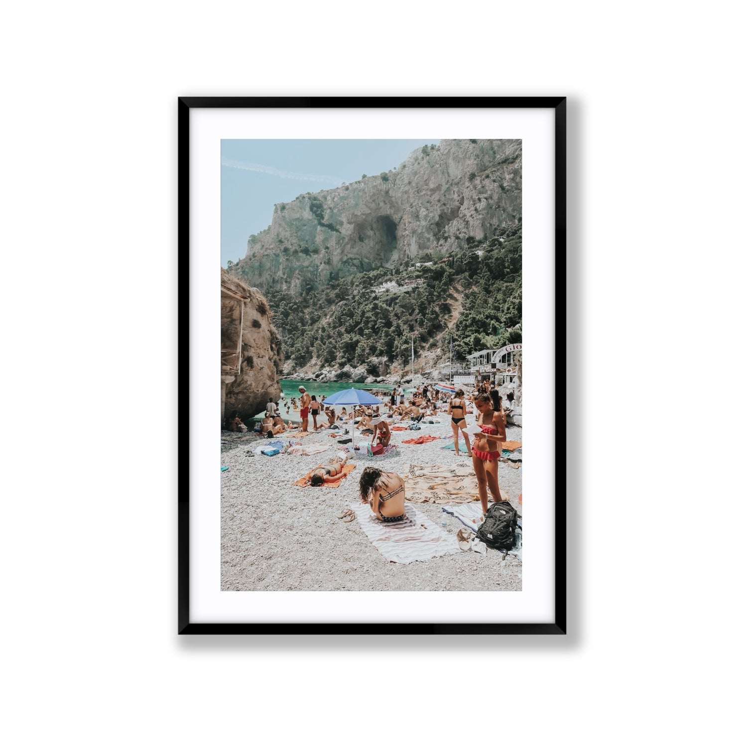 Marina Piccola Capri Mediterranean wall art Extra Large fine art print in black frame with matboard