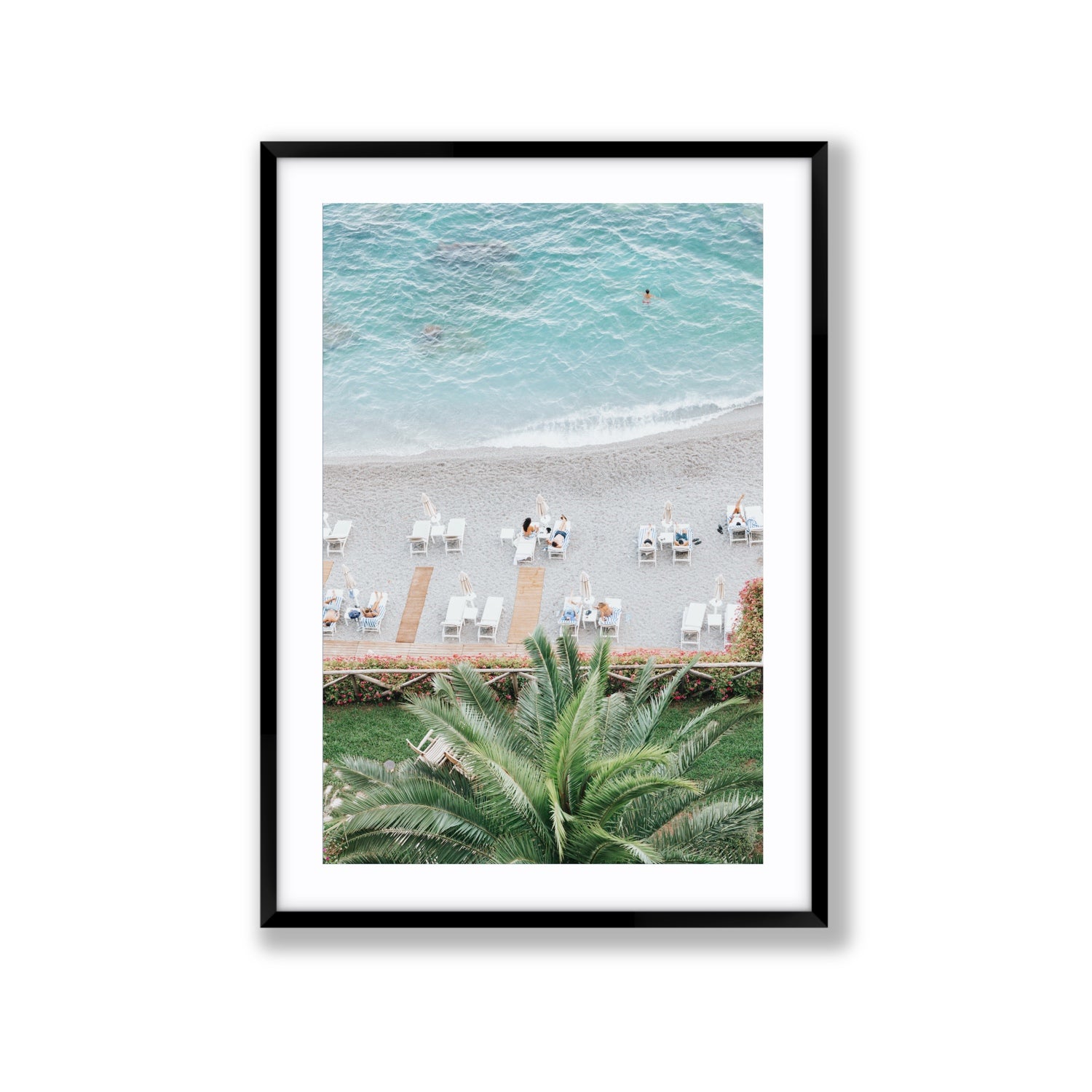 Paradiso Amalfi Mediterranean wall art Extra Large fine art print in black frame with matboard