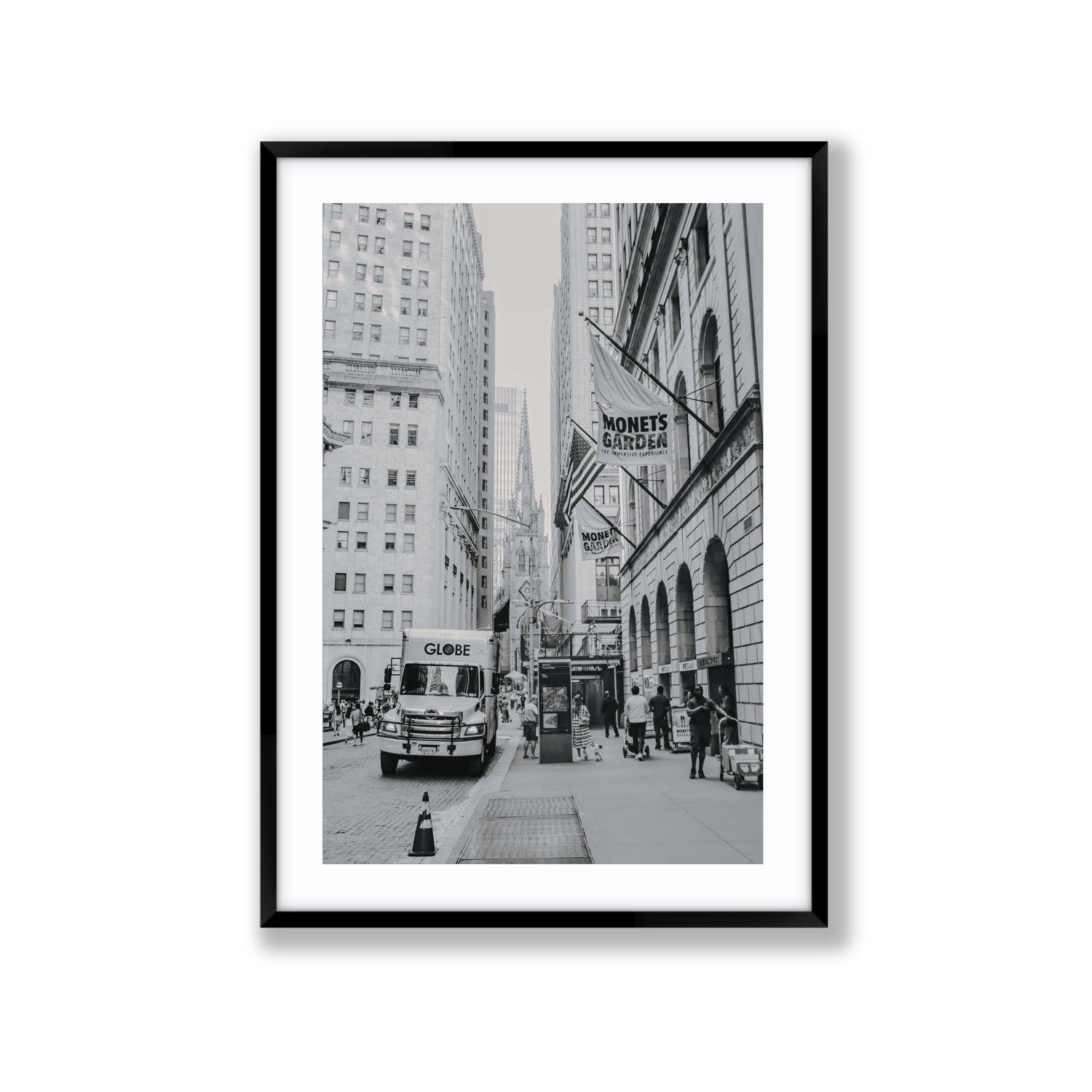 Metropolitan Monotone New York NYC Black & White wall art Extra Large fine art print in black frame with matboard