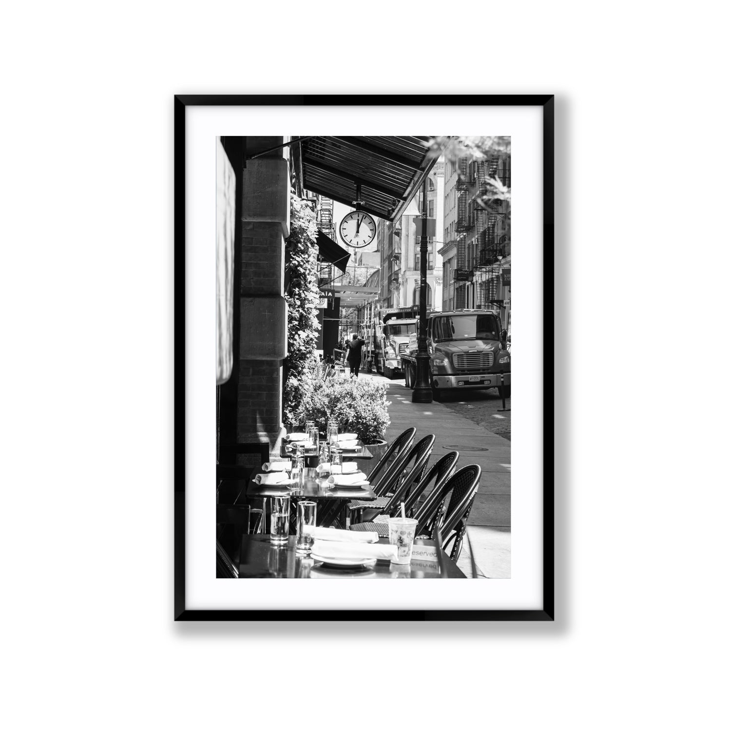 Mercer Street New York NYC Black & White wall art Extra Large fine art print in black frame with matboard