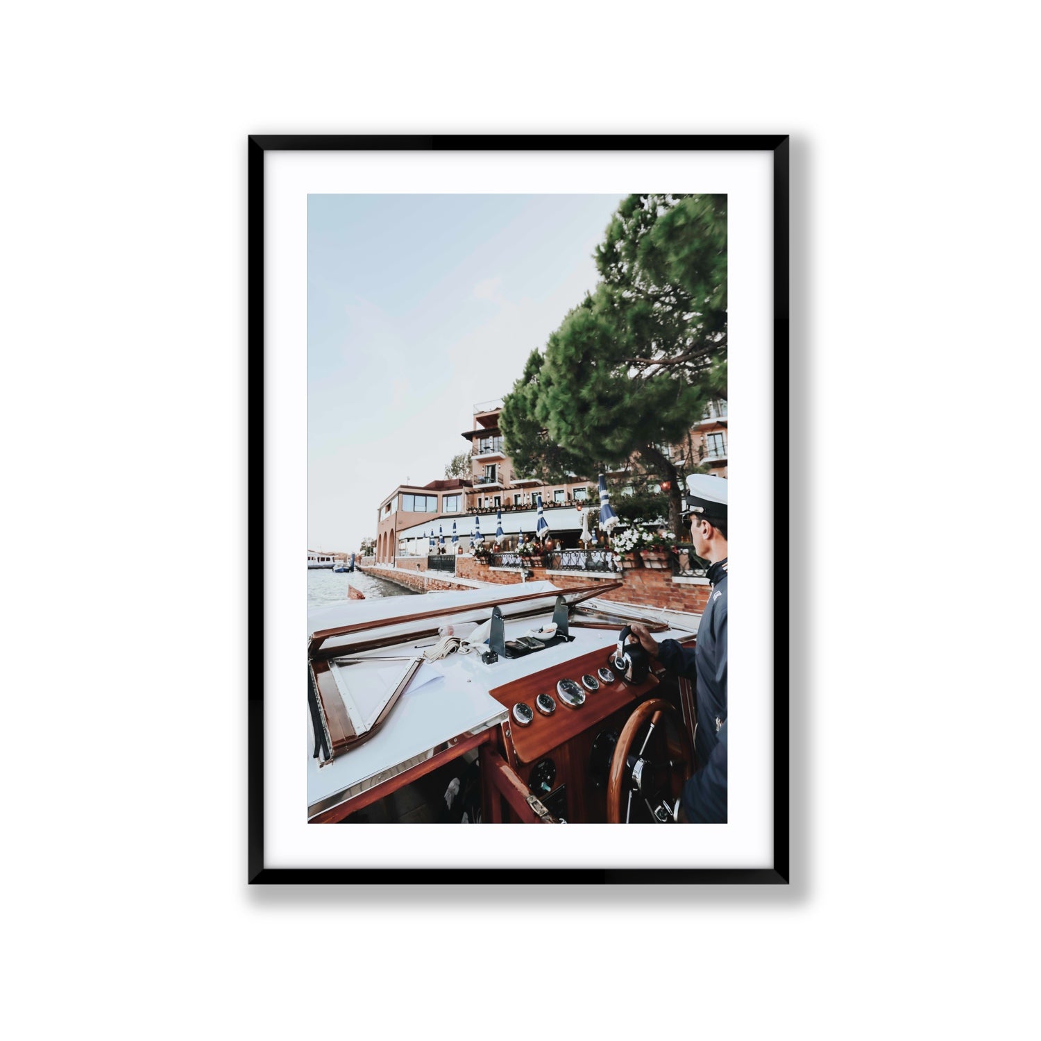 The Driver Venice Canal Italian wall art Extra Large fine art print in black frame with matboard