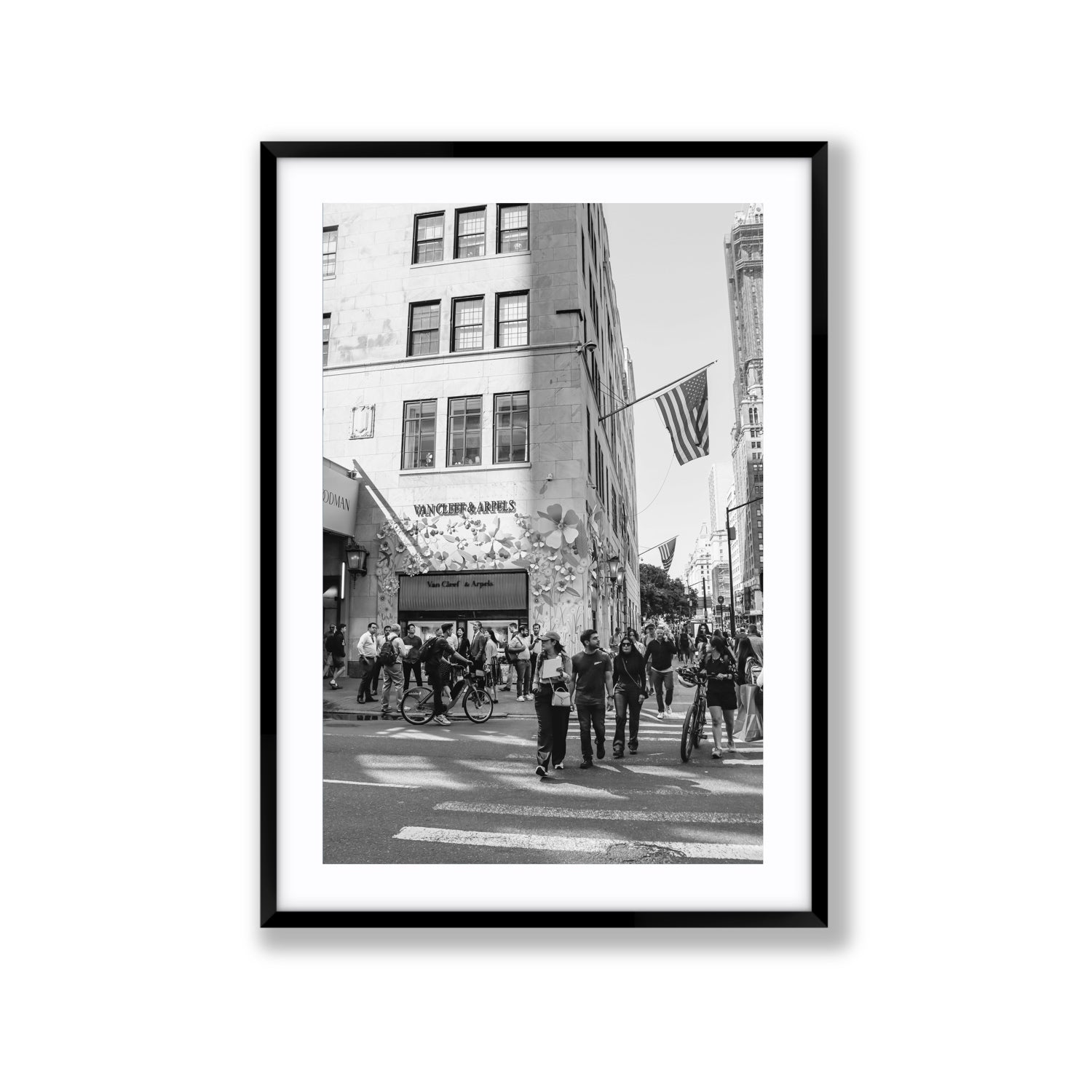 Sidewalk Shuffle New York NYC Black & White wall art Extra Large fine art print in black frame with matboard
