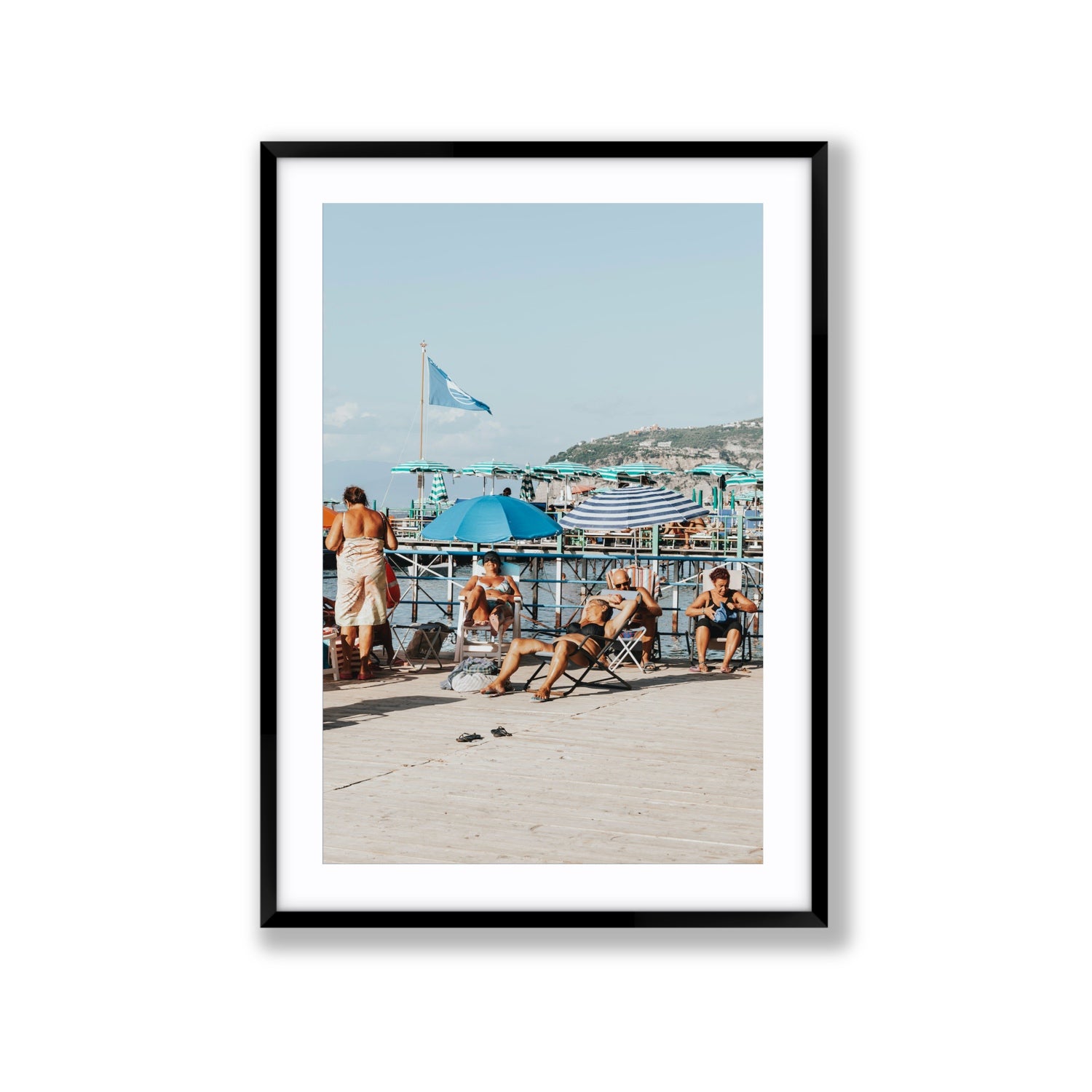 The Golden Years Sorrento Italian wall art Extra Large fine art print in black frame with matboard