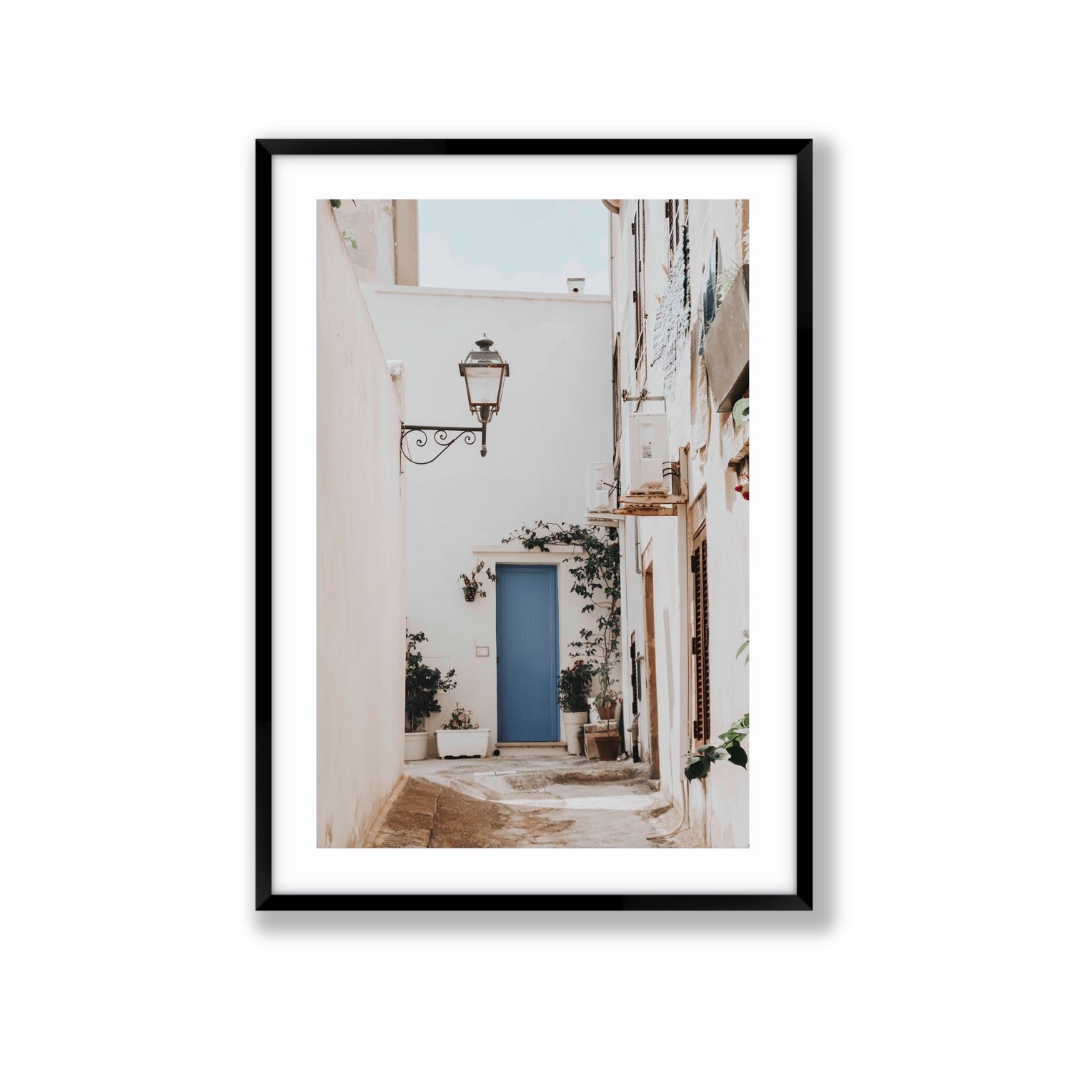 Entry Envy Puglia Ostuni wall art Extra Large fine art print in black frame with matboard