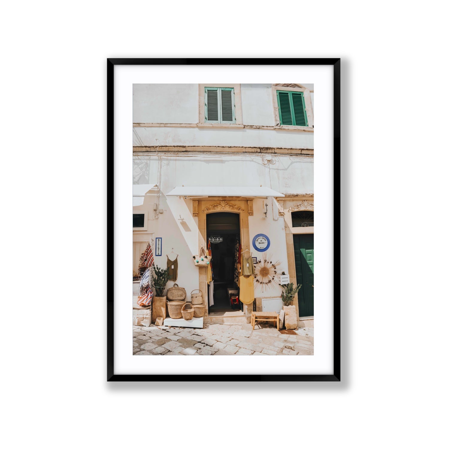 Artisan Ambience Puglia Italian wall art Extra Large fine art print in black frame with matboard