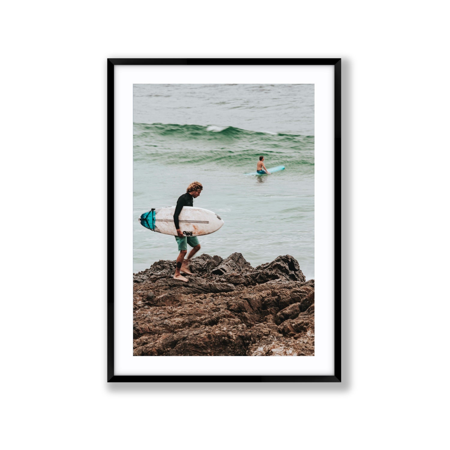 Not All Who Wander Are Lost Byron Bay Surf wall art Extra Large fine art print in black frame with matboard