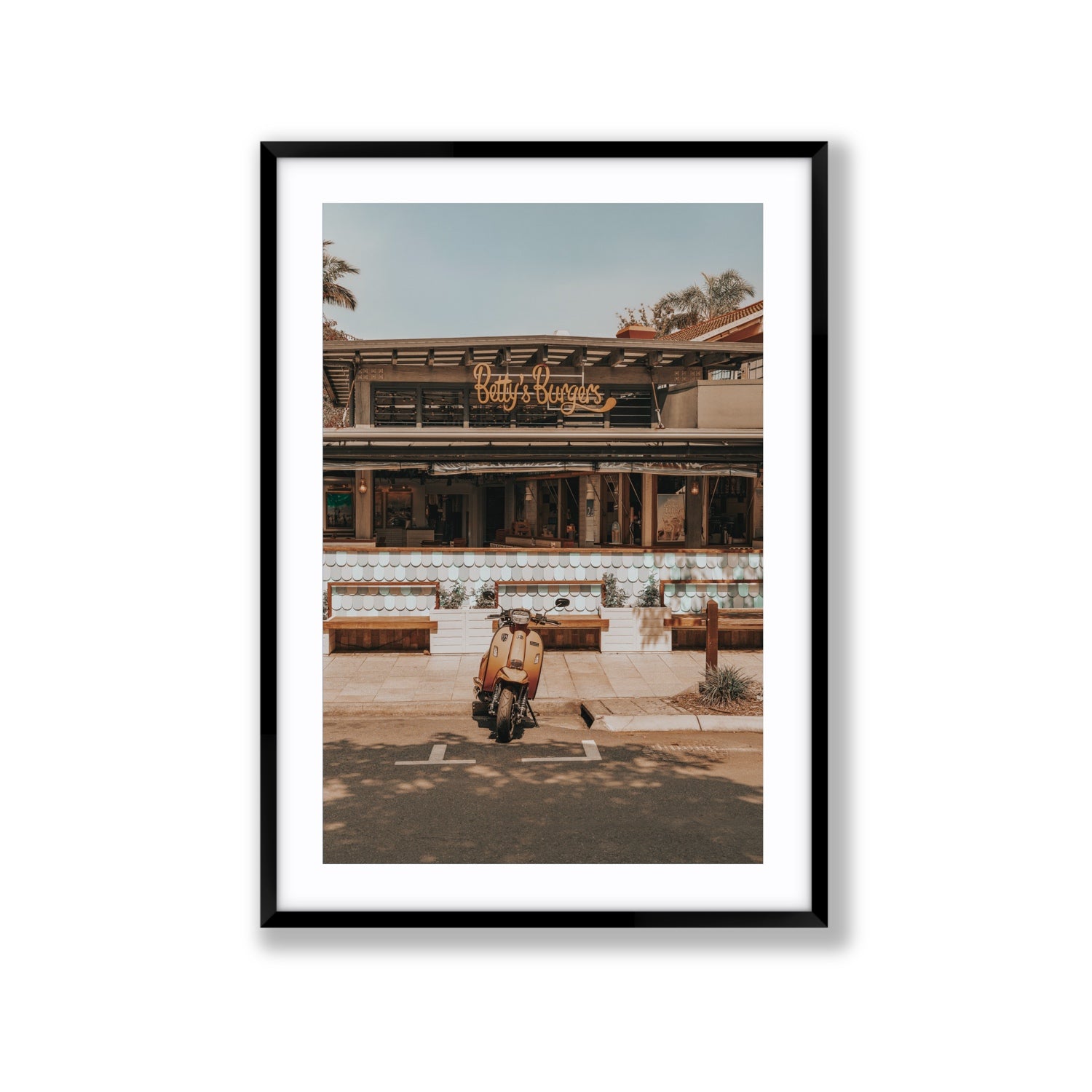 Noosa Nostalgia fine art print, Noosa, Australia, coastal scenes artwork, Extra Large, Black Frame · Matboard, Fine Art Print