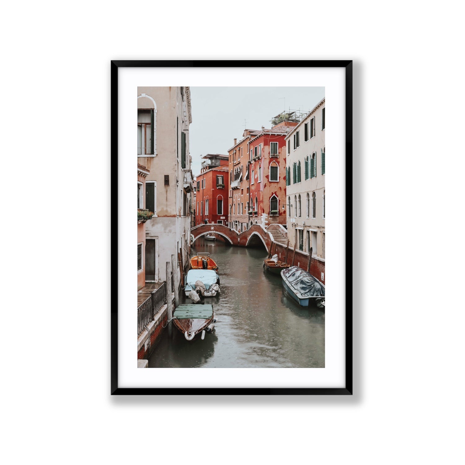 City of Water Venice Italian Mediterranean decor wall art Extra Large fine art print in black frame with matboard