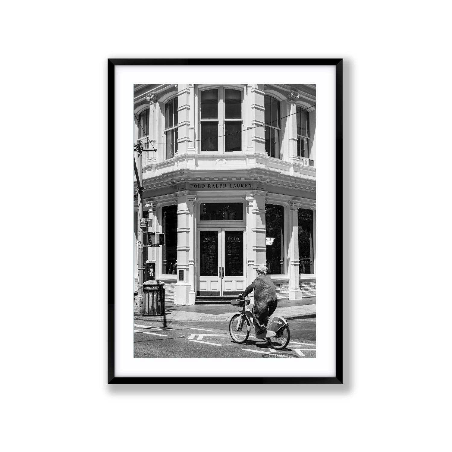 Downtown Rider New York NYC Black & White wall art Extra Large fine art print in black frame with matboard