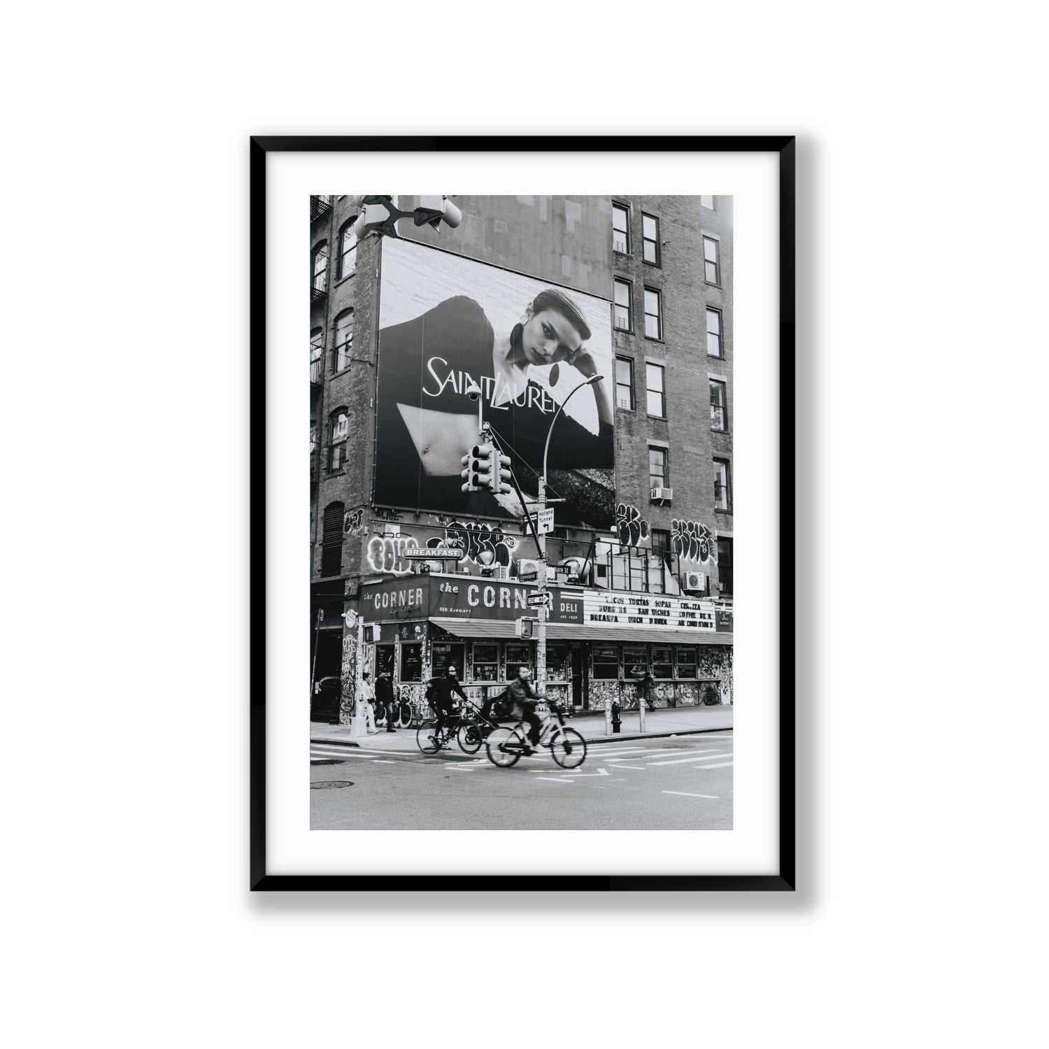 Runway To Rooftops New York NYC Black & White wall art Extra Large fine art print in black frame with matboard