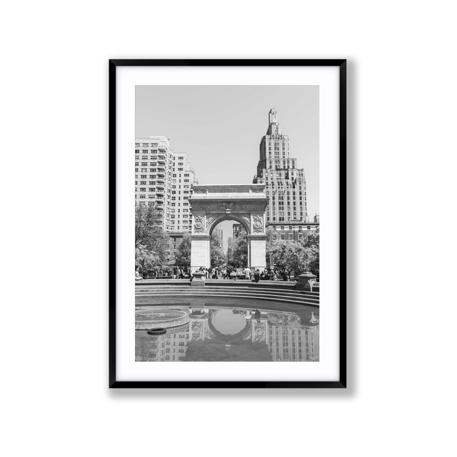 Washington Skyline New York NYC Black & White wall art Extra Large fine art print in black frame with matboard