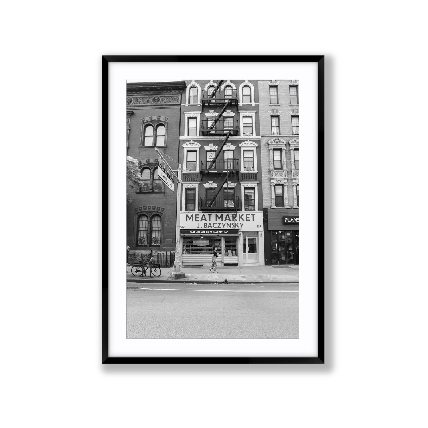 Vertical Village New York NYC Black & White wall art Extra Large fine art print in black frame with matboard