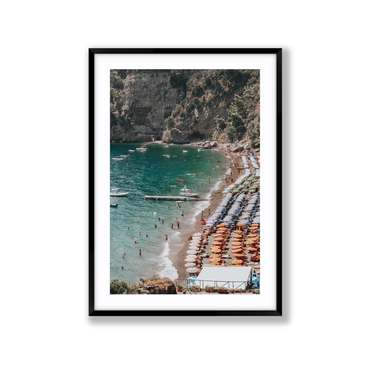 Parasol Panorama fine art print, Positano, Italy, Extra Large, Black Frame · Matboard, Fine Art Print