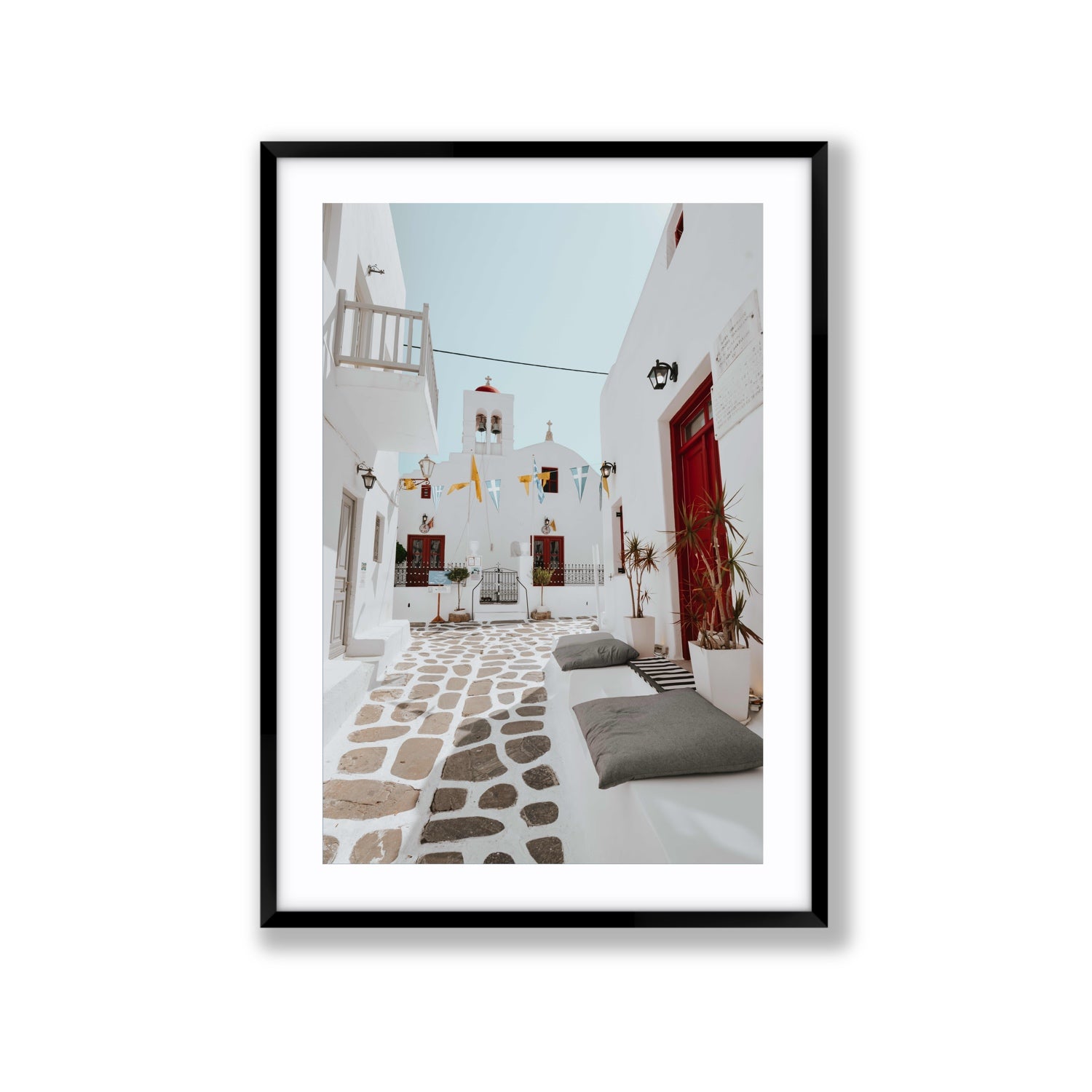 Cycladic Charm fine art print, Mykonos, Greece, Extra Large, Black Frame · Matboard, Fine Art Print