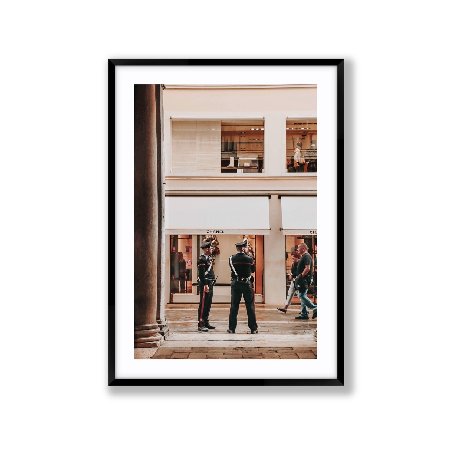Style Police Venice Italian wall art Extra Large fine art print in black frame with matboard