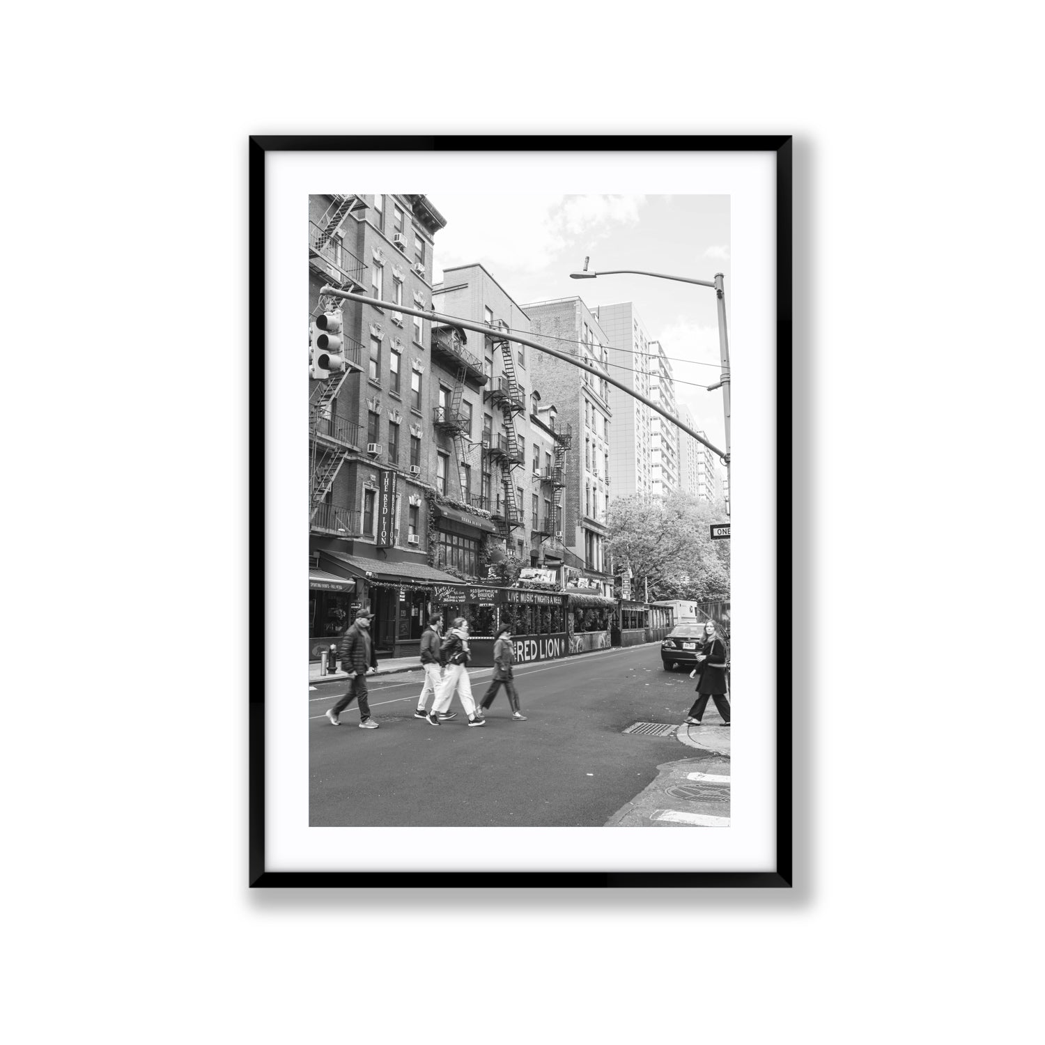 Spectral Streets New York NYC Black & White wall art Extra Large fine art print in black frame with matboard
