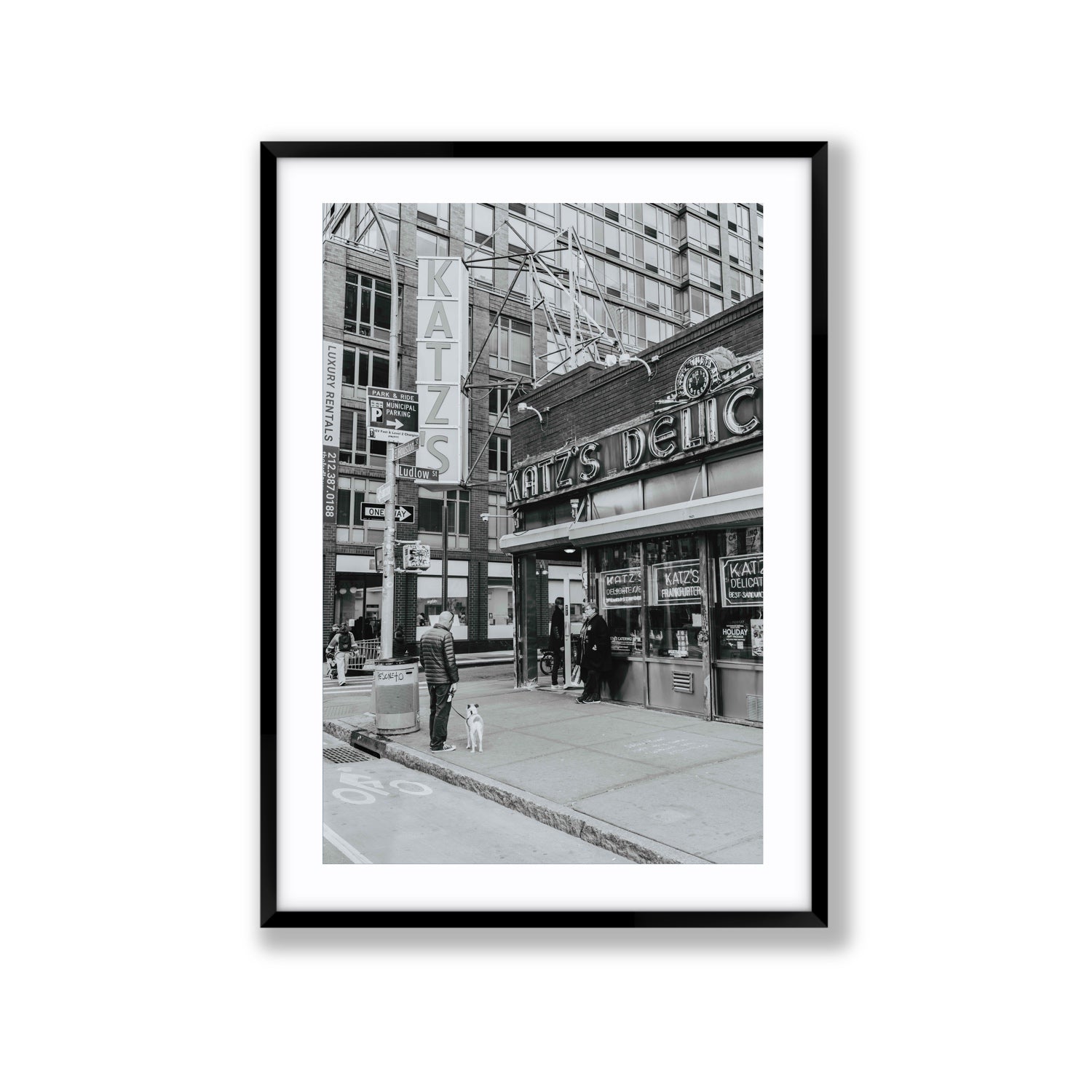 Graphite Gotham New York NYC Black & White wall art Extra Large fine art print in black frame with matboard
