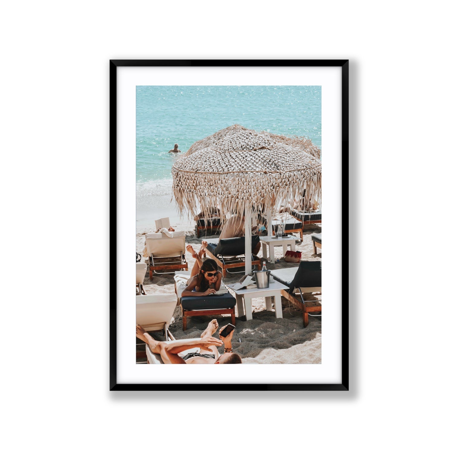 In The Zone Mykonos Greek island wall art Extra Large fine art print in black frame with matboard