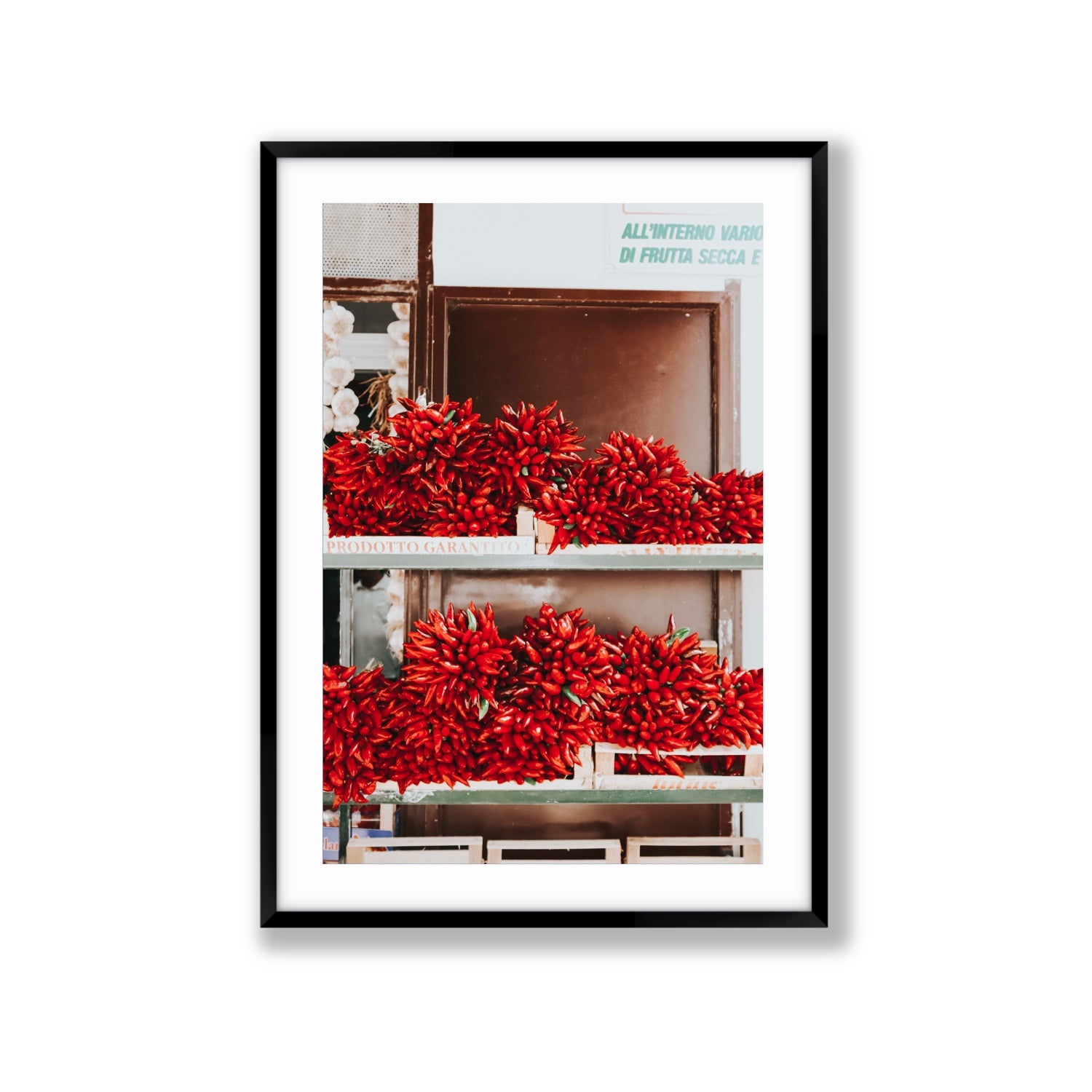 Hot Harvest Puglia Italian wall art Extra Large fine art print in black frame with matboard