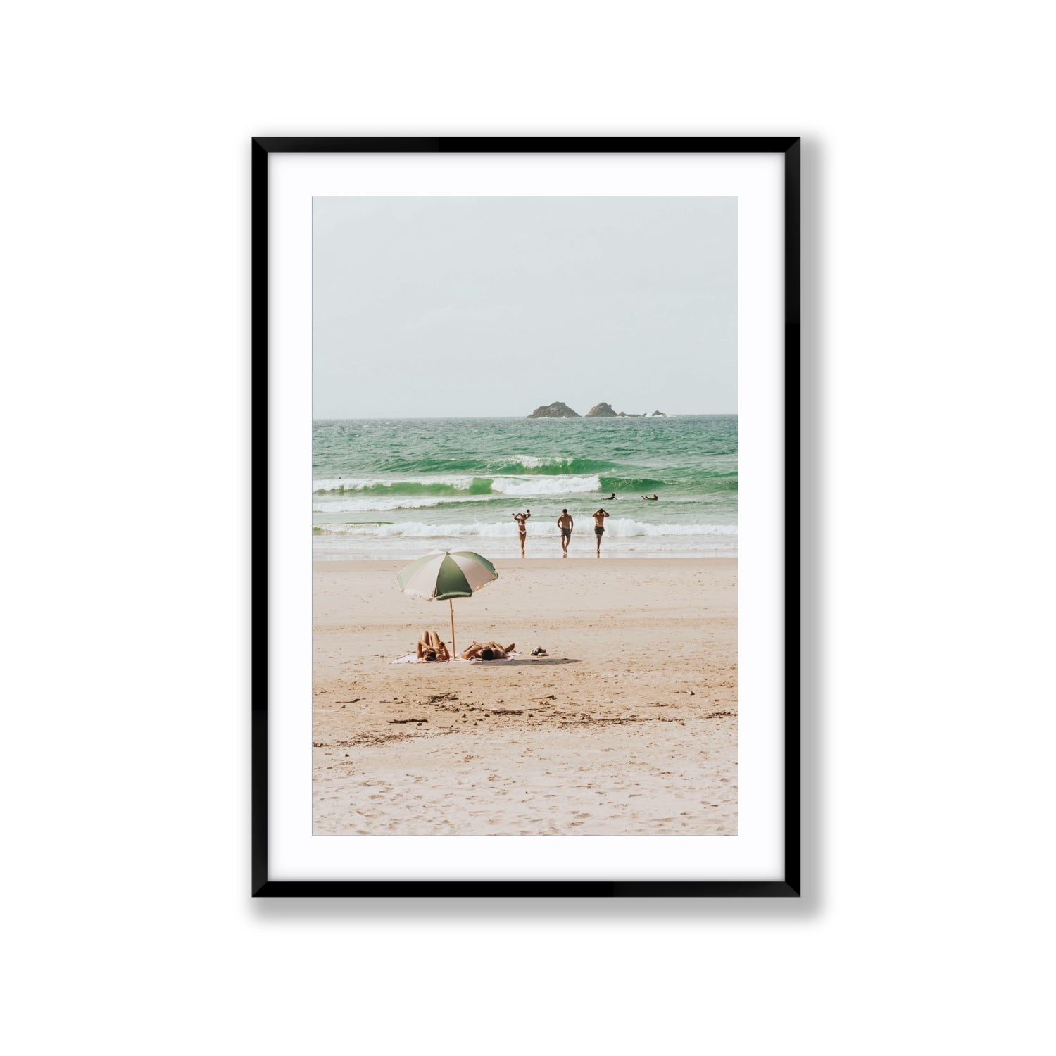 Escape The Ordinary Byron Bay coastal decor wall art Extra Large fine art print in black frame with matboard