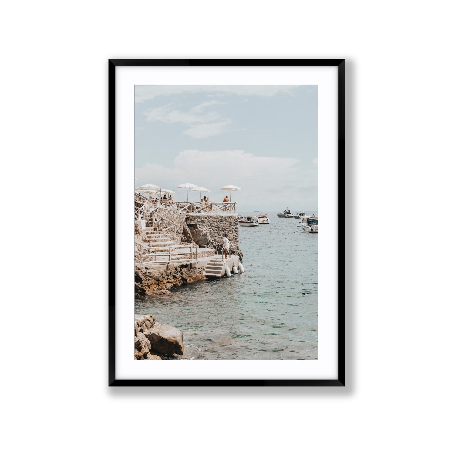 Pier Patrol fine art print, Nerano, Italy, Extra Large, Black Frame · Matboard, Fine Art Print