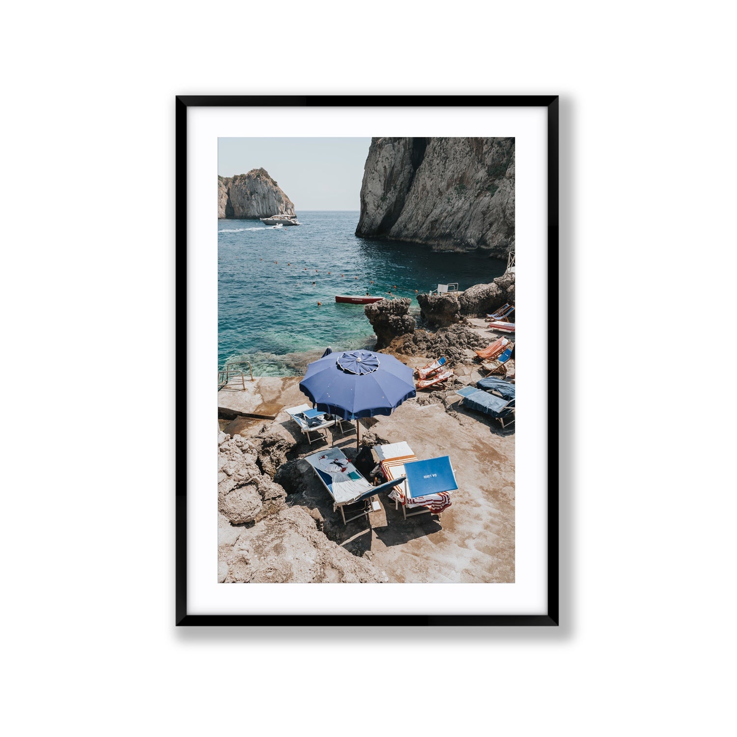 Lonely Loungers fine art print, Capri, Italy, Extra Large, Black Frame · Matboard, Fine Art Print