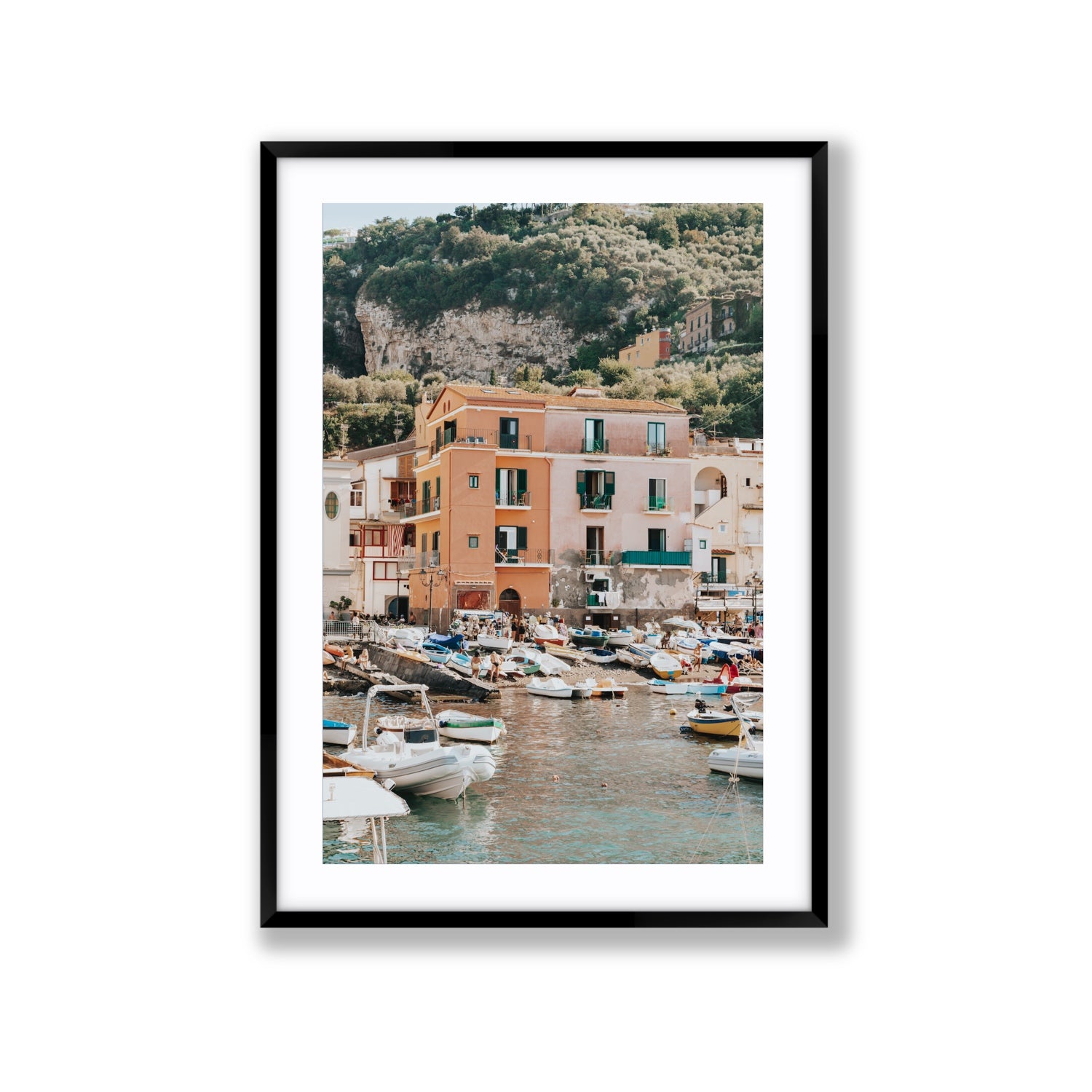 Boatyard Bliss fine art print, Sorrento, Italy, Extra Large, Black Frame · Matboard, Fine Art Print