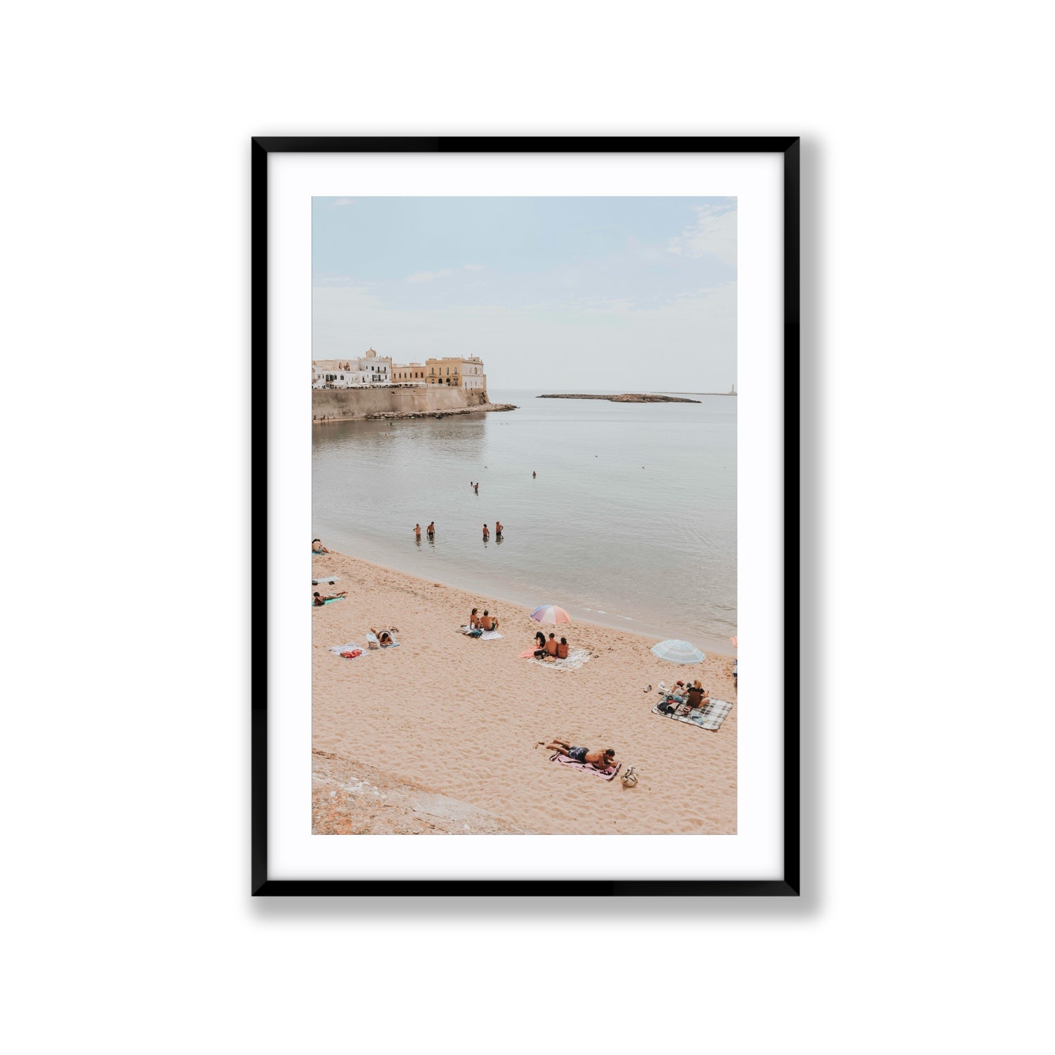 Spiaggia della Purita Puglia coastal art print Extra Large fine art print in black frame with matboard