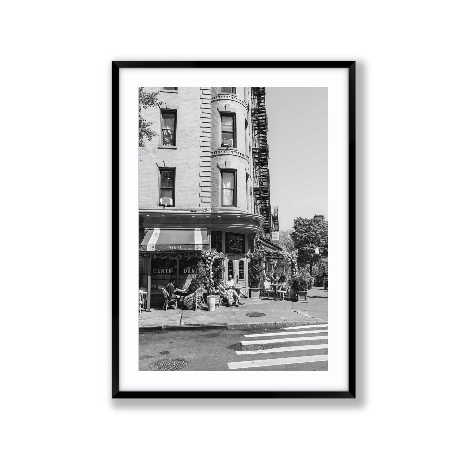 Sunny Soiree New York NYC Black & White wall art Extra Large fine art print in black frame with matboard