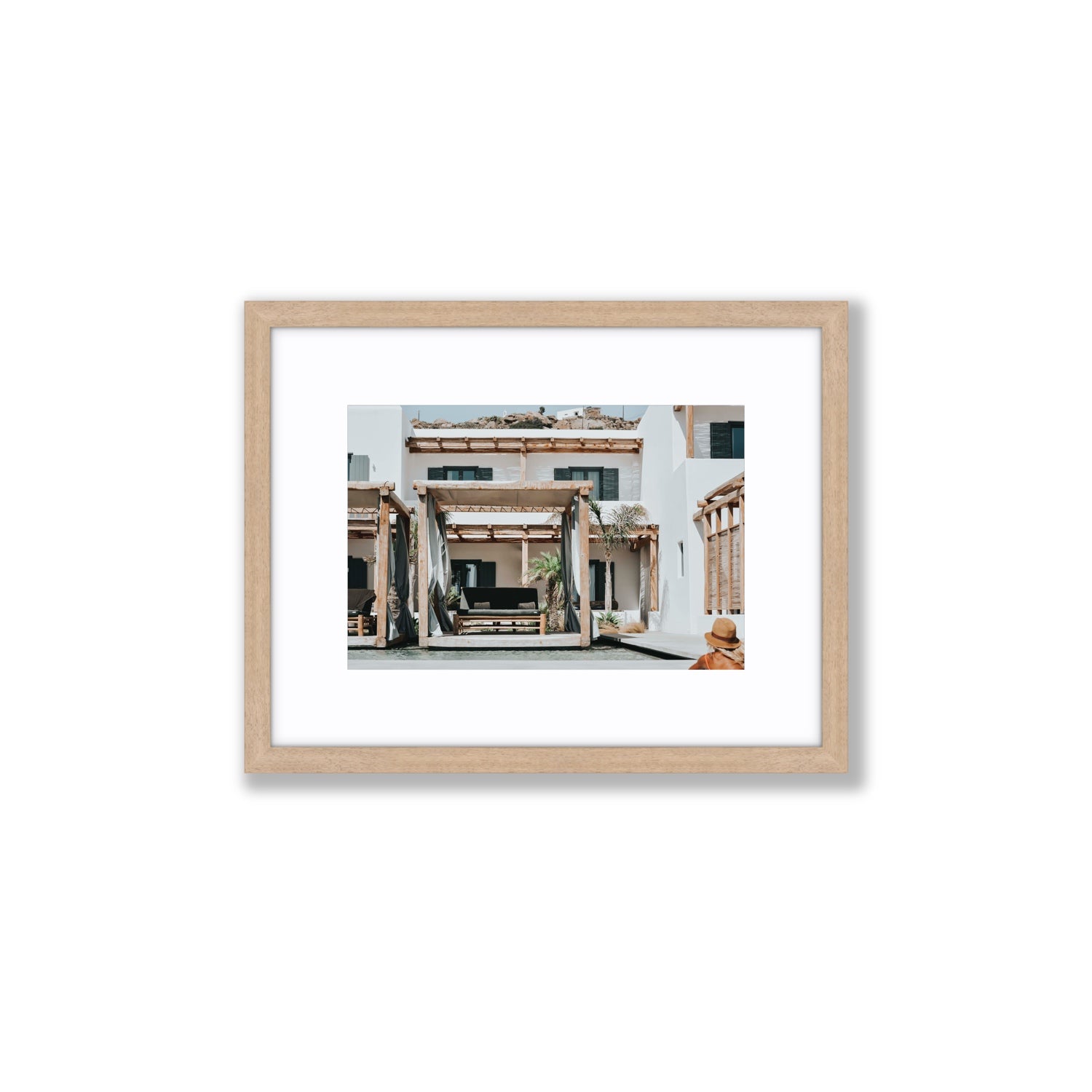Dream Villa fine art print, Mykonos, Greece, Small, Natural Oak Frame · Matboard, Fine Art Print