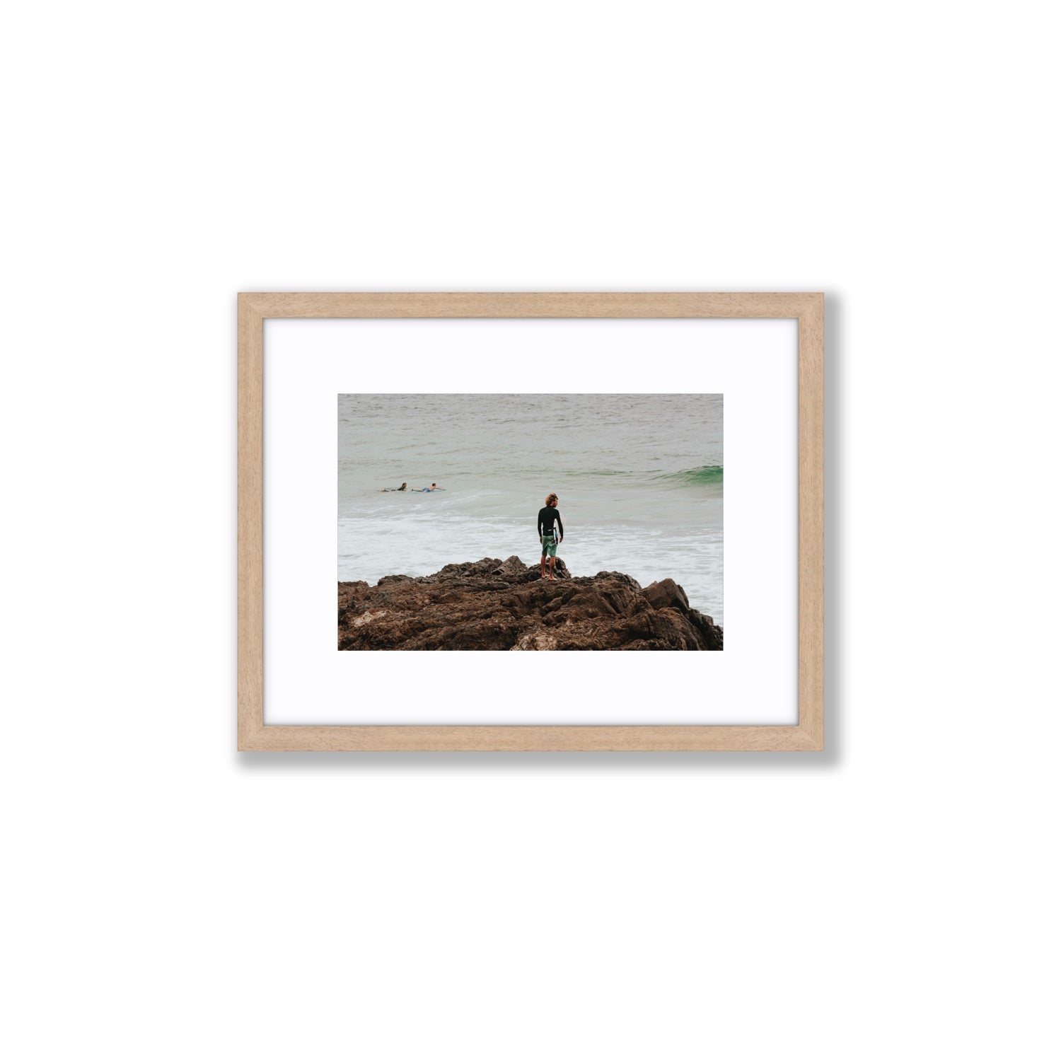 Let The Sea Set You Free Byron Bay Surf wall art Small fine art print in natural oak frame with matboard