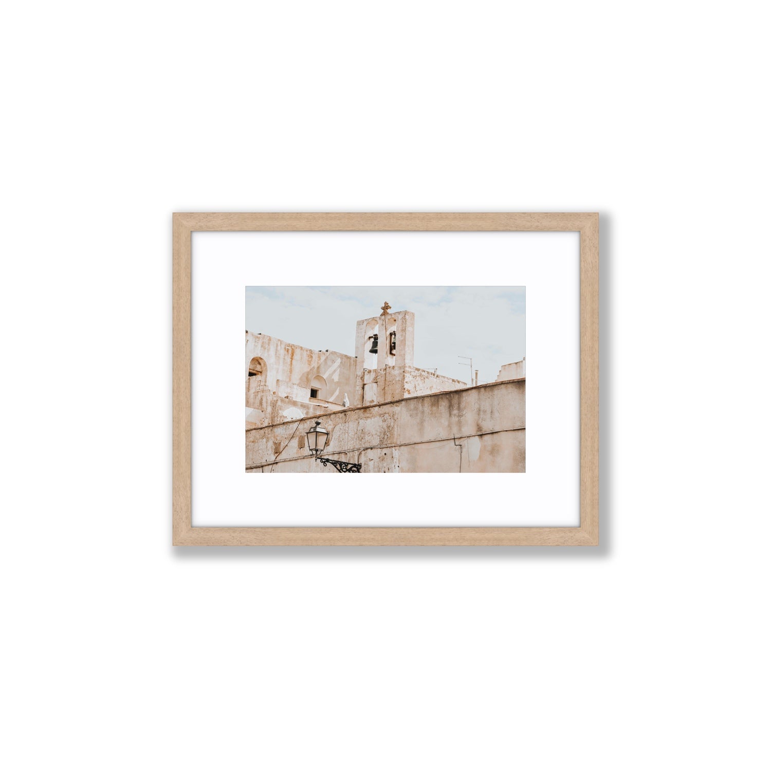 Ancient Bells Puglia Gallipoli Italian wall art Small fine art print in natural oak frame with matboard