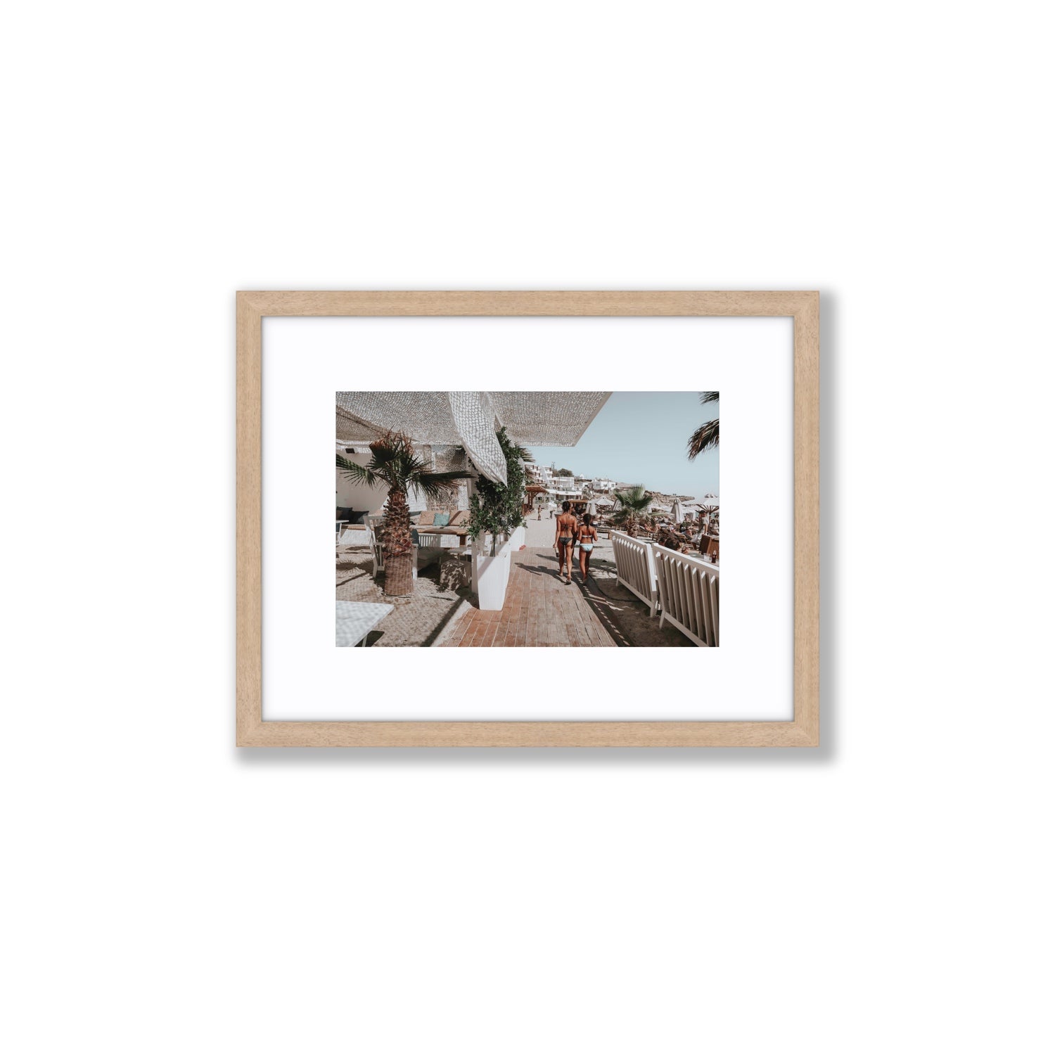 Mitera Kori Mykonos Greek island wall art Small fine art print in natural oak frame with matboard