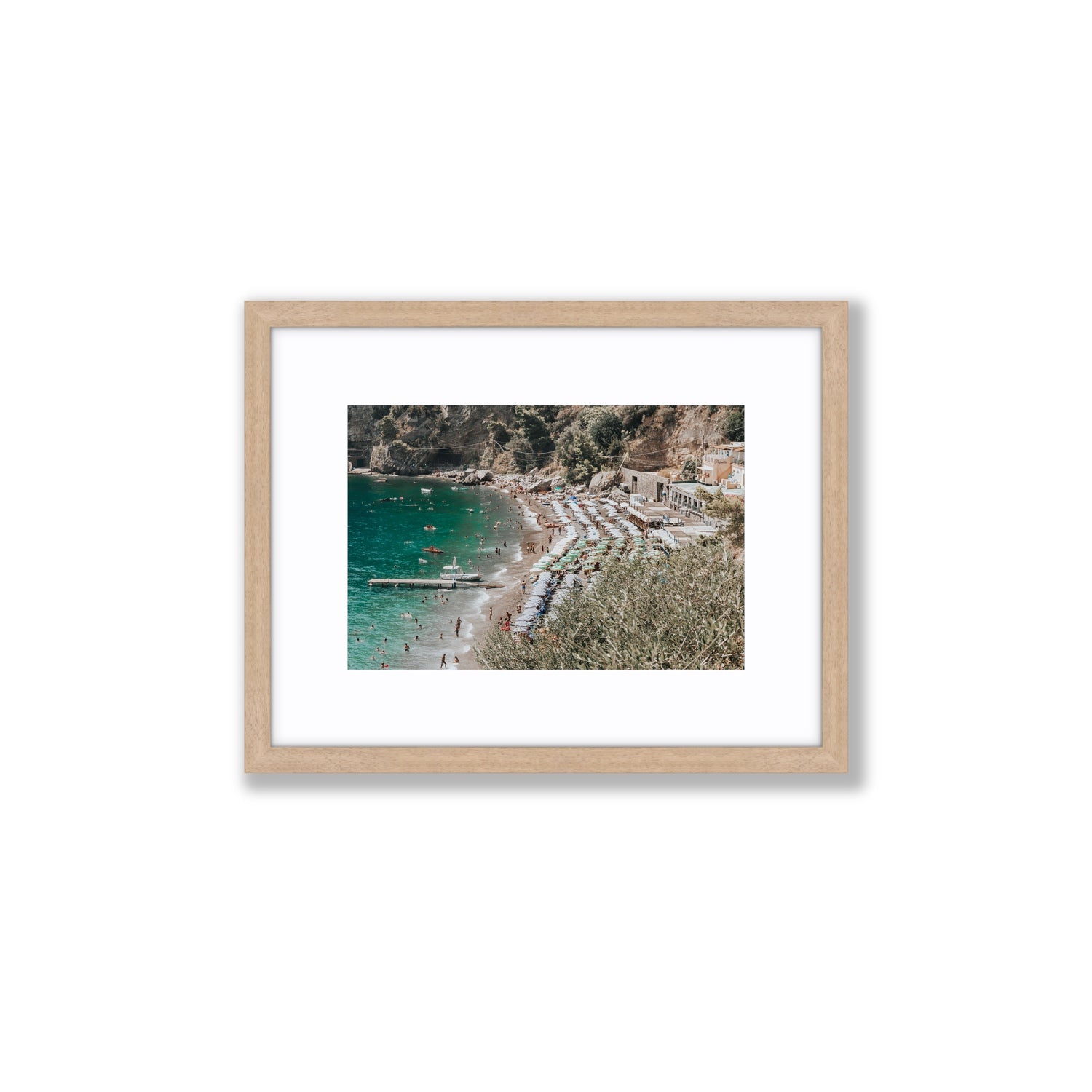 Fornillo Beach fine art print, Positano, Italy, Small, Natural Oak Frame · Matboard, Fine Art Print