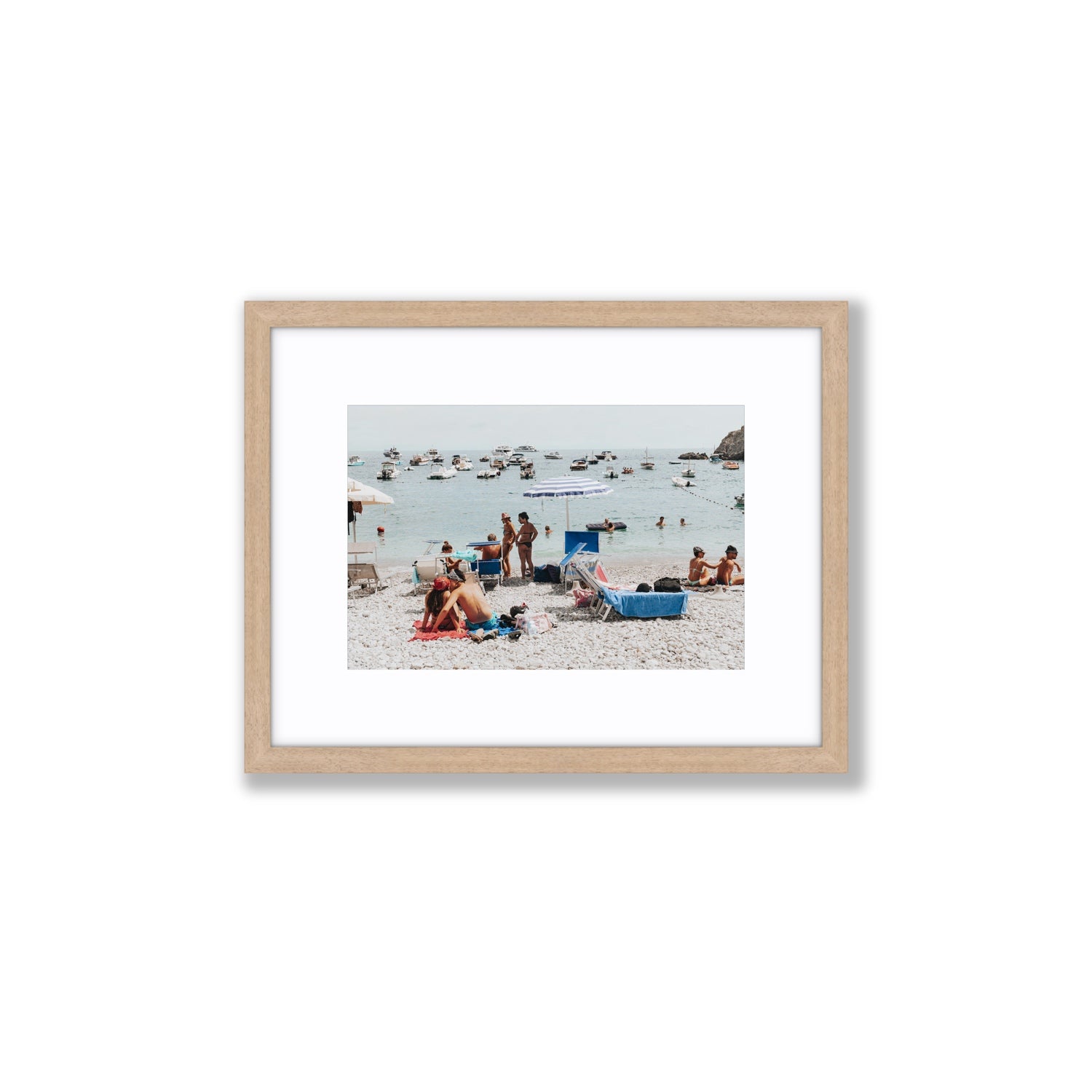 The Kiss Nerano wall art Small fine art print in natural oak frame with matboard