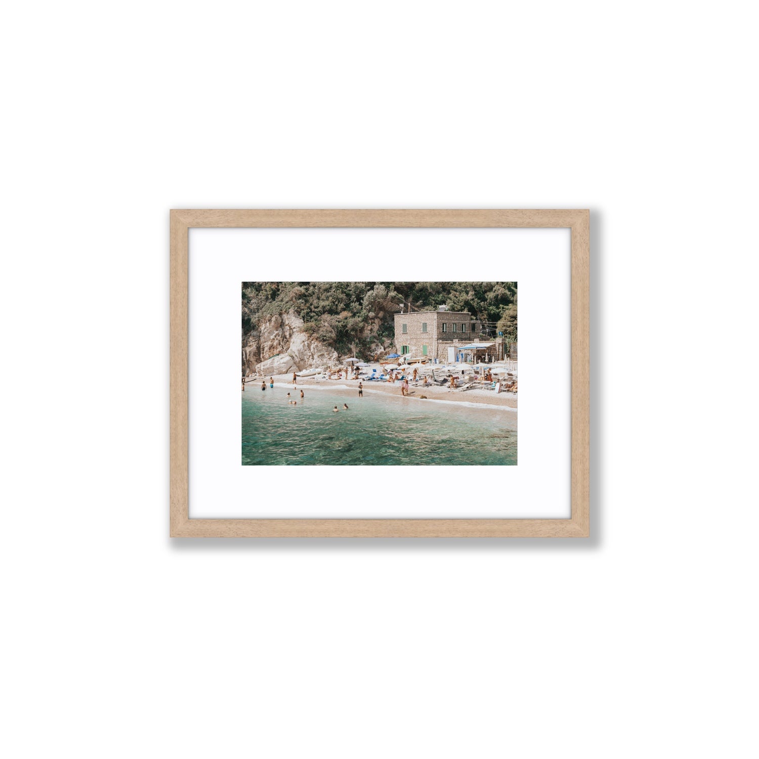 Secluded Sanctuary Nerano Italian Mediterranean decor wall art Small fine art print in natural oak frame with matboard