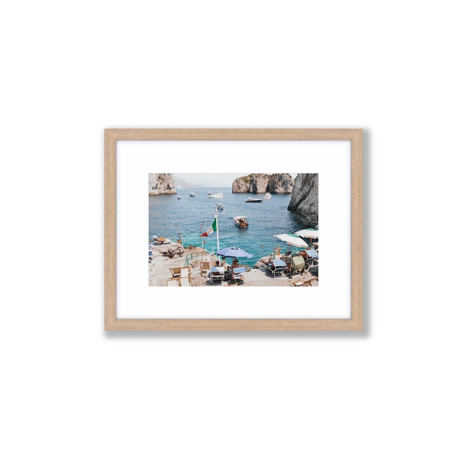 Smooth Sailing fine art print, Capri, Italy, Small, Natural Oak Frame · Matboard, Fine Art Print