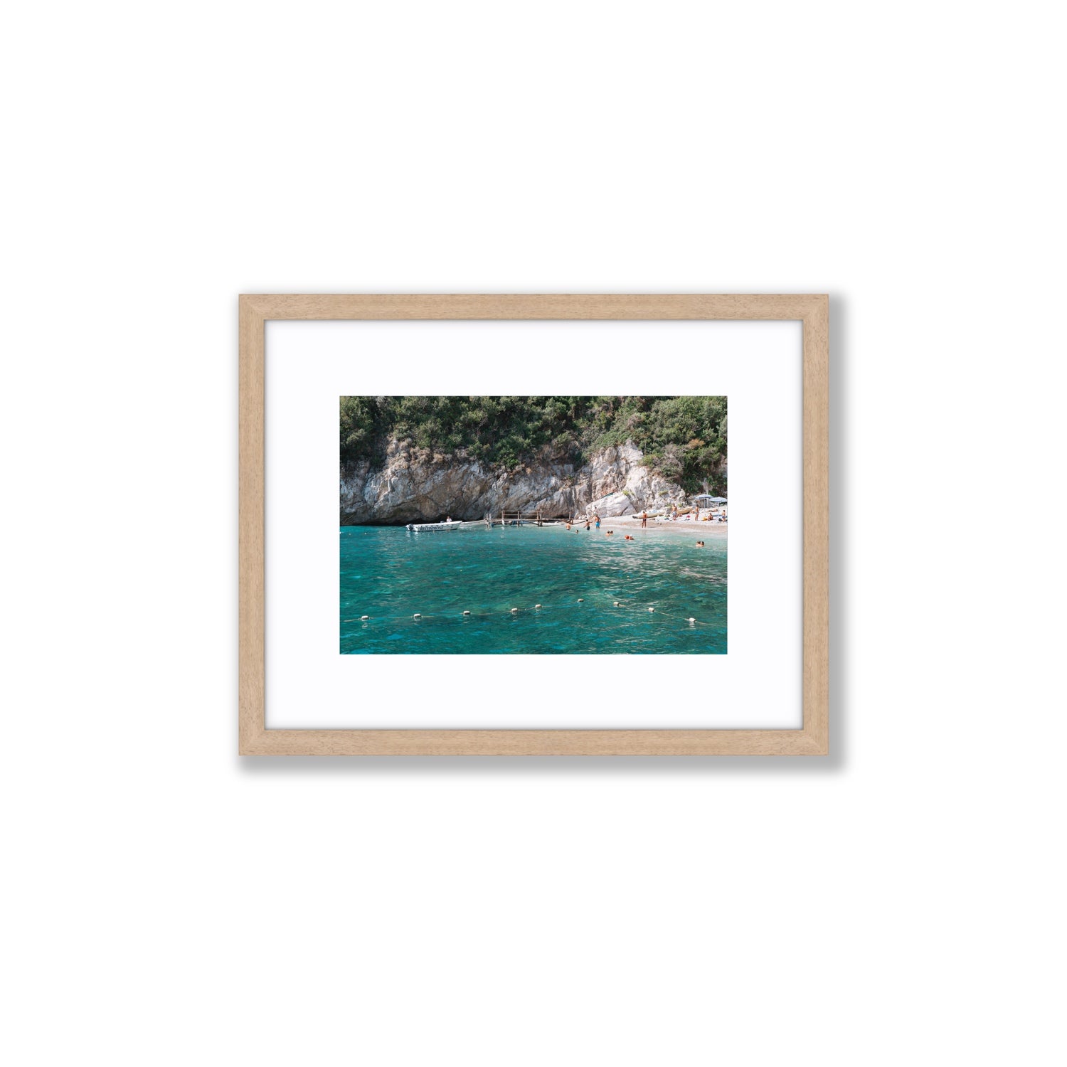 Azure Abyss Nerano wall art Small fine art print in natural oak frame with matboard